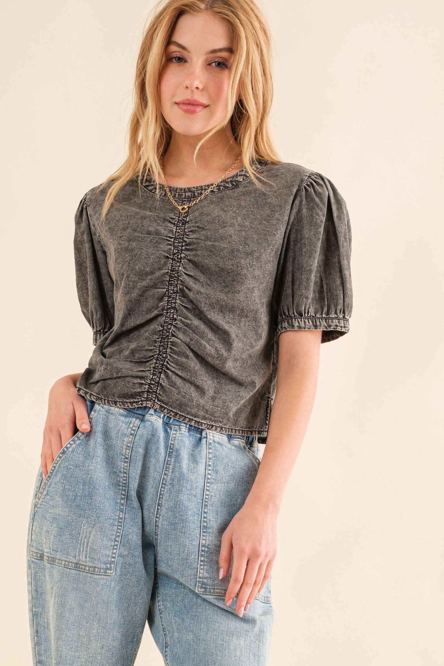 Give Us Time Shirring Top