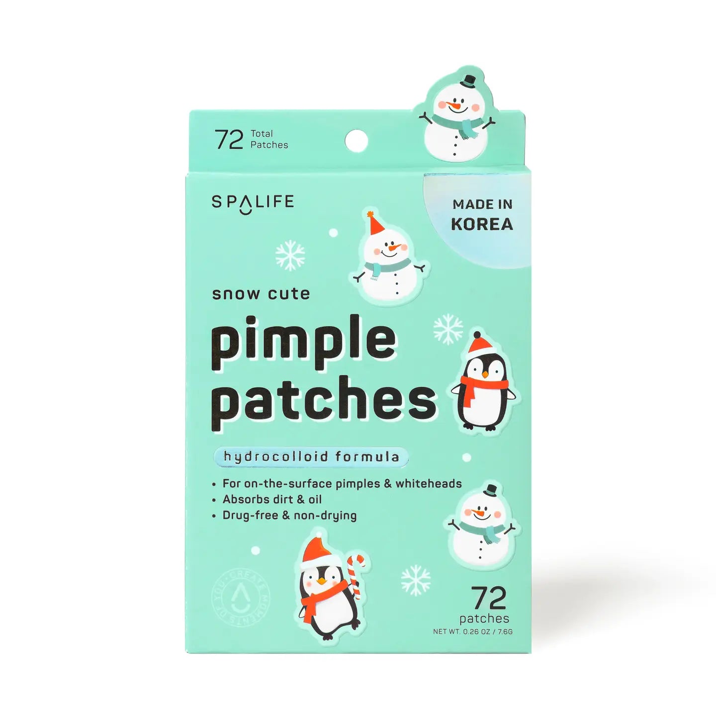 Snow Cute Pimple Patches
hydrocolloid formula
For on the surface pimples and whiteheads
Absorbs dirt and oil
Drug free and non drying
72 patches