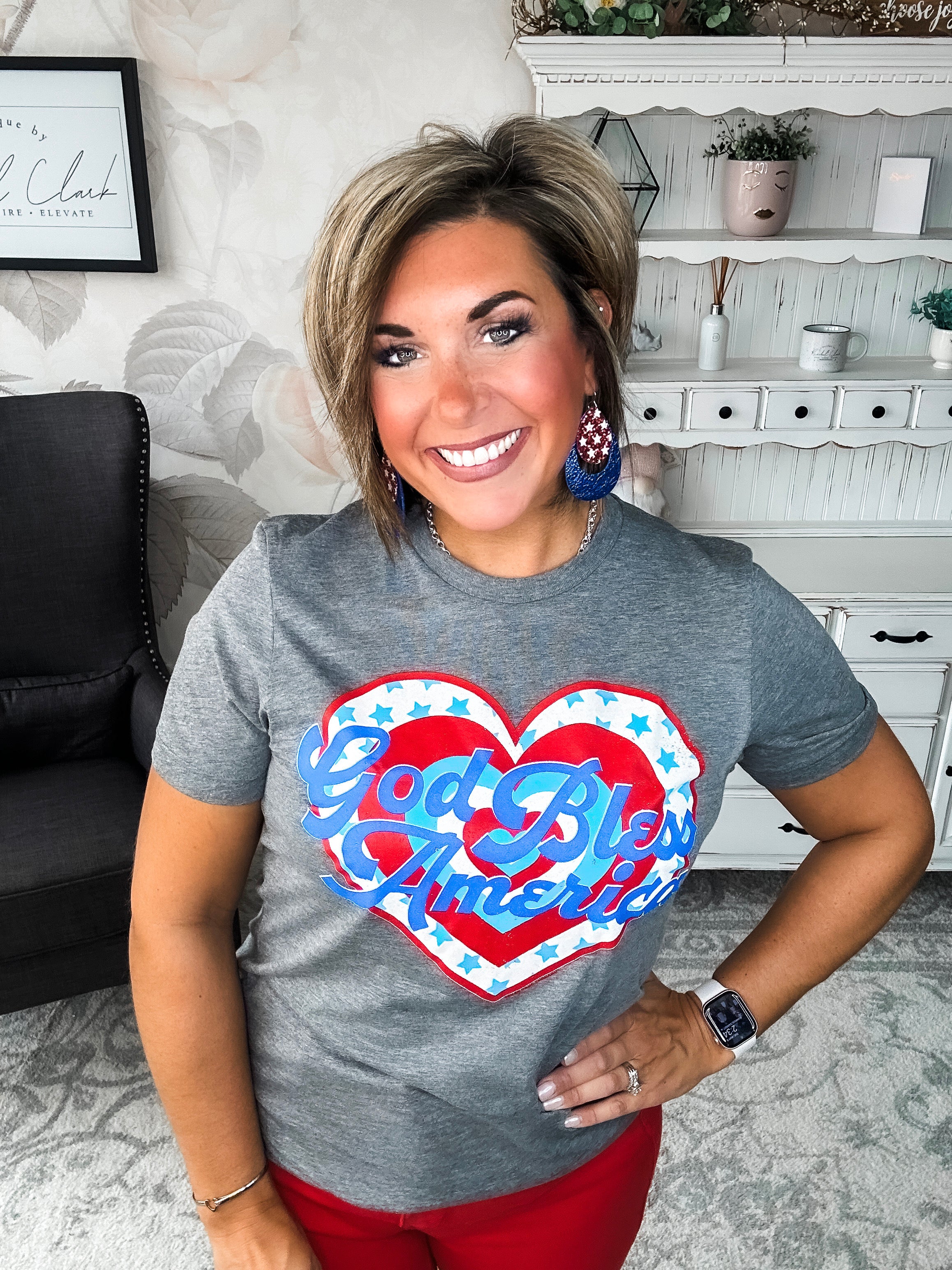 God Bless America Heart Graphic Tee