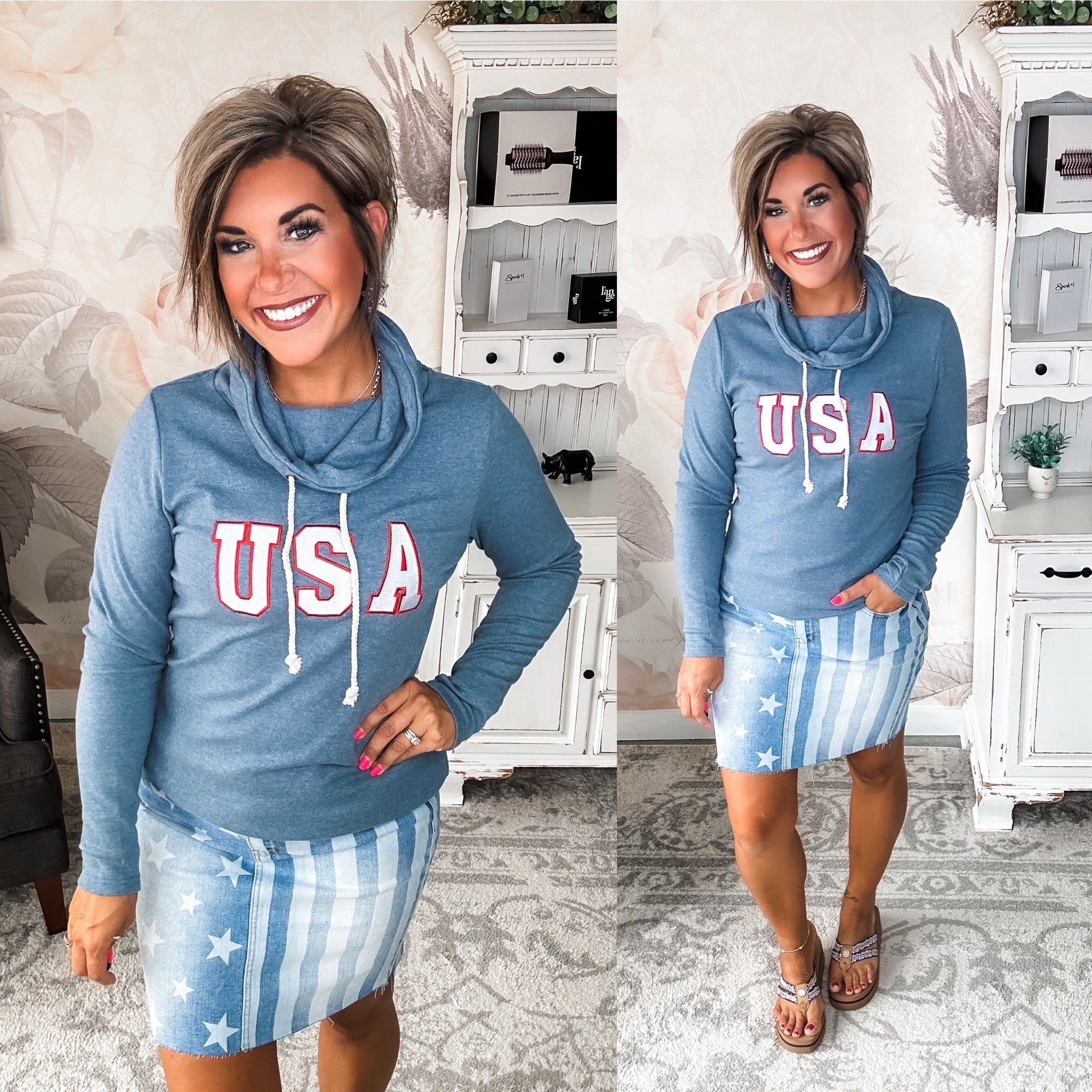 Judy Blue Star & Stripe Bleached Skirt