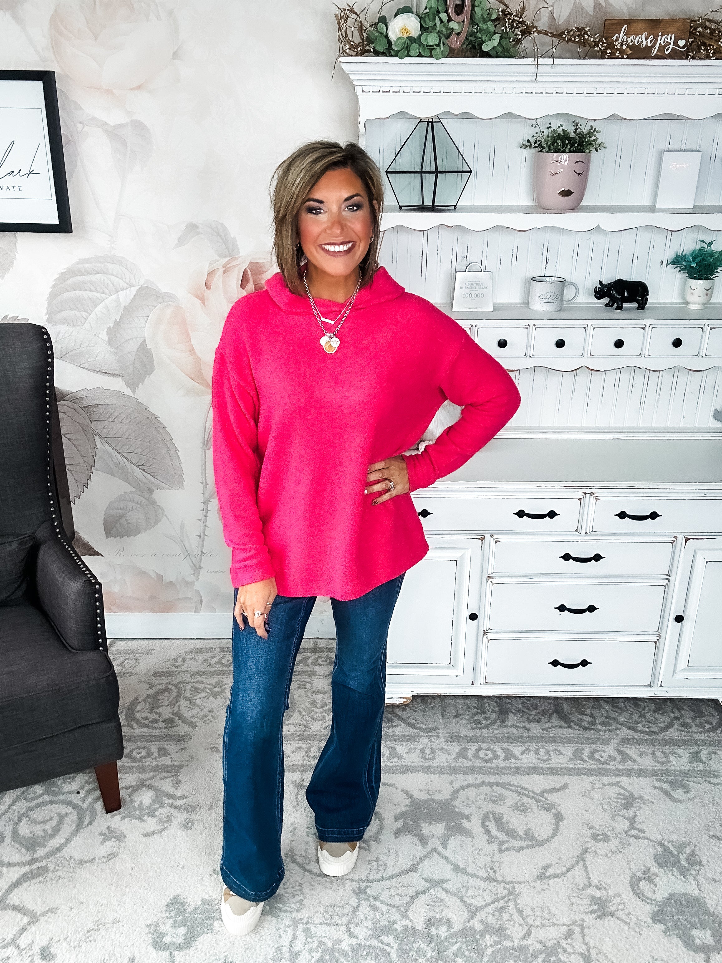 Shop Til Sunrise Sweater- Hot Pink