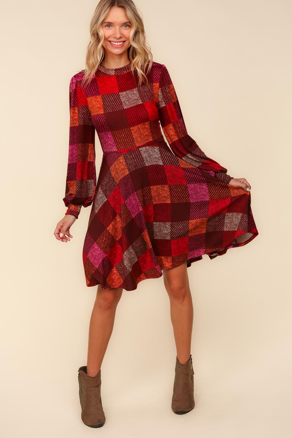 Time For Comfort Dress - Red Checker
