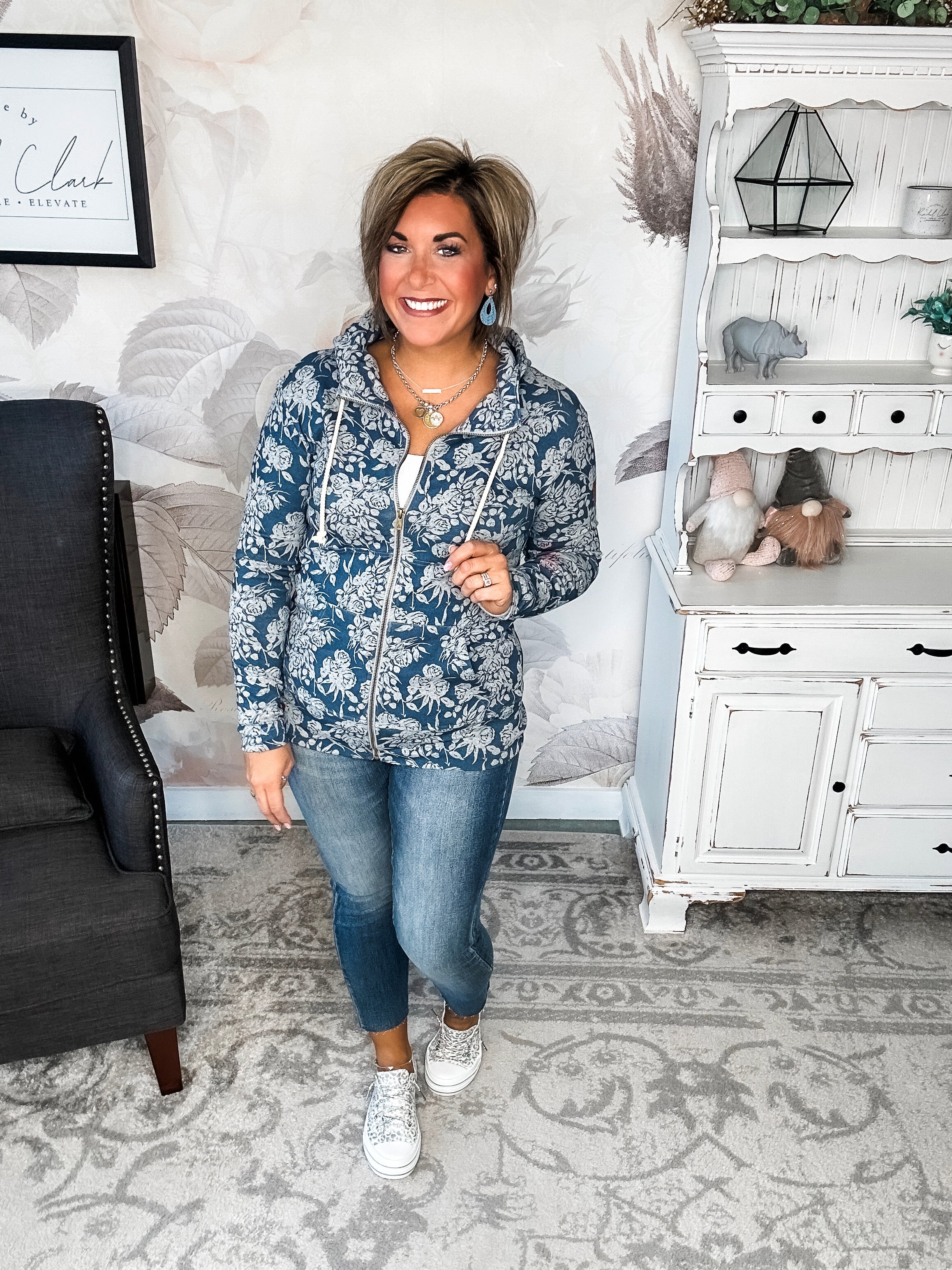 Ampersand Avenue Fullzip Sweatshirt - Twilight Blooms