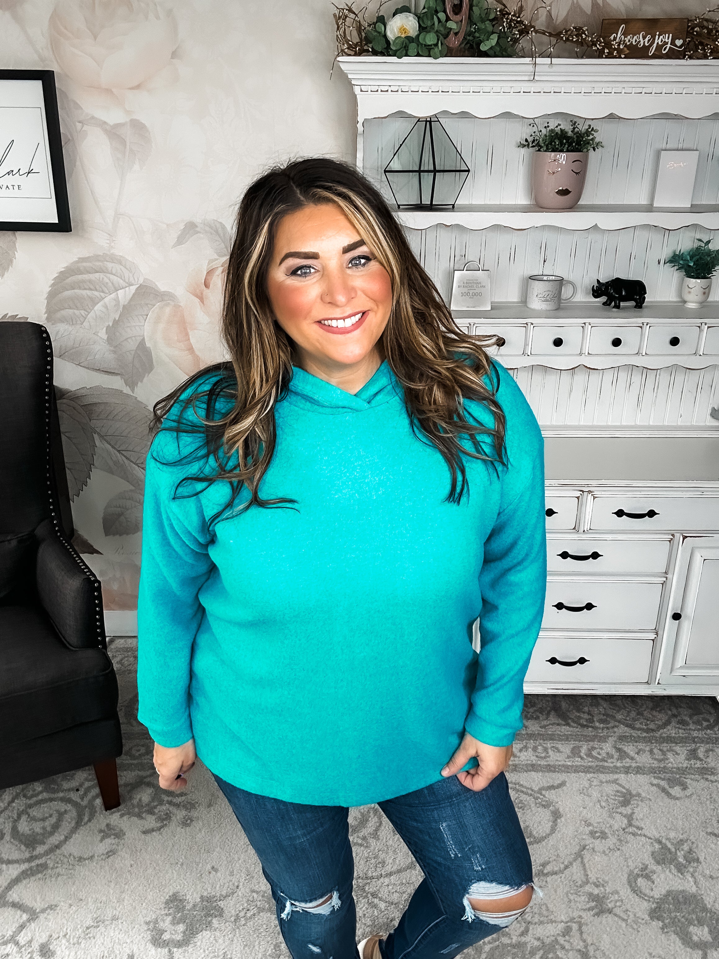 Shop Til Sunrise Sweater- Light Teal