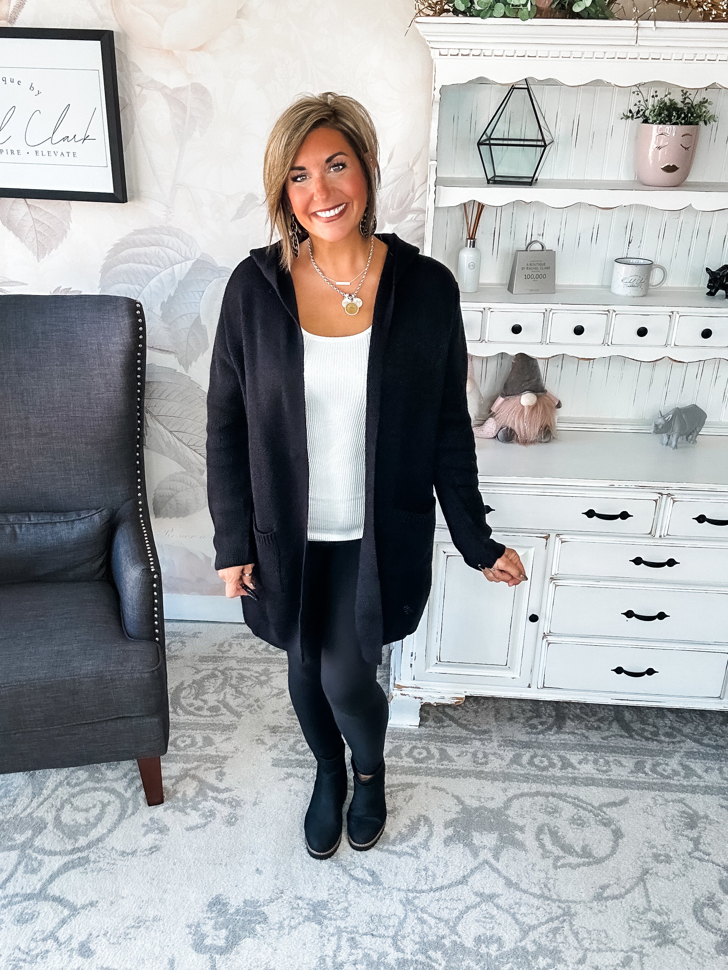 Face the Truth Hooded Open Front Sweater Cardigan