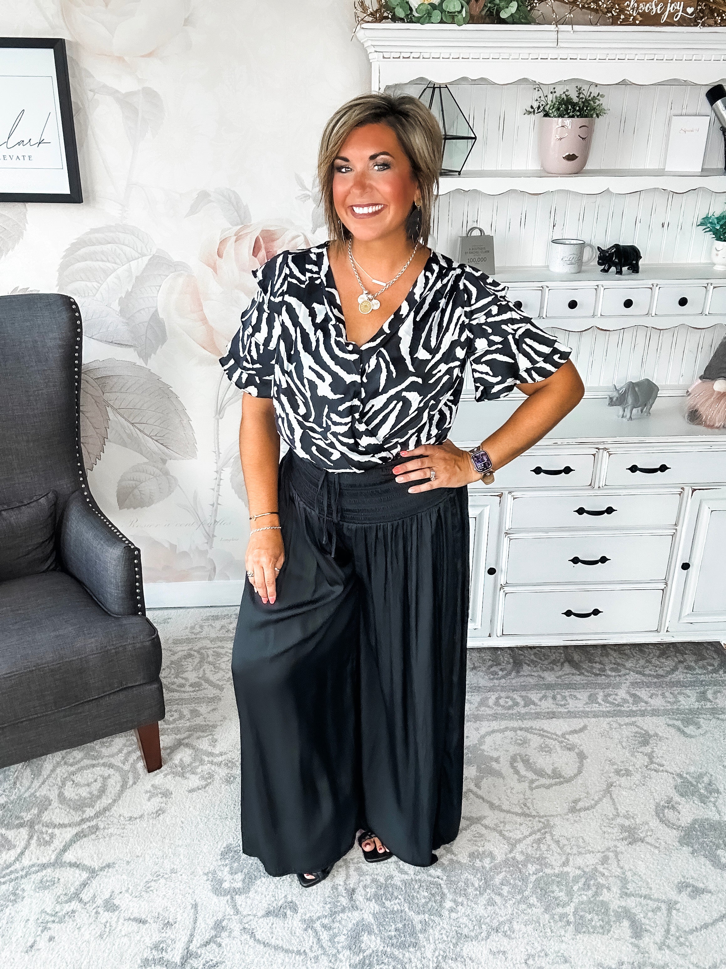 Feeling Sassy Zebra Bodysuit - Black