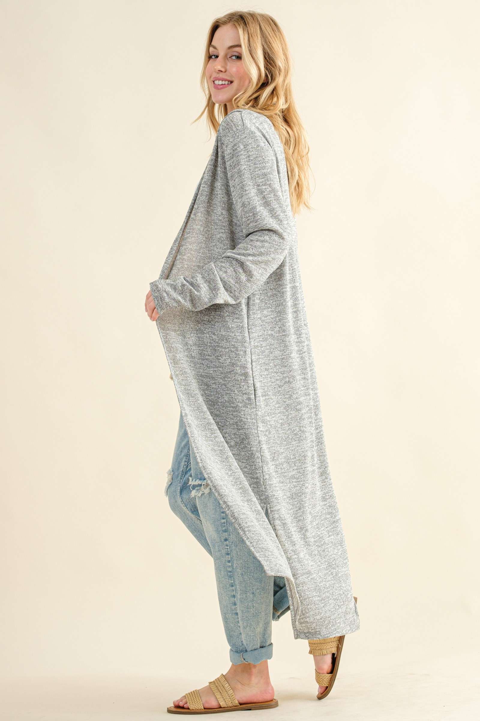 Revolves Around You Duster - Heather Grey