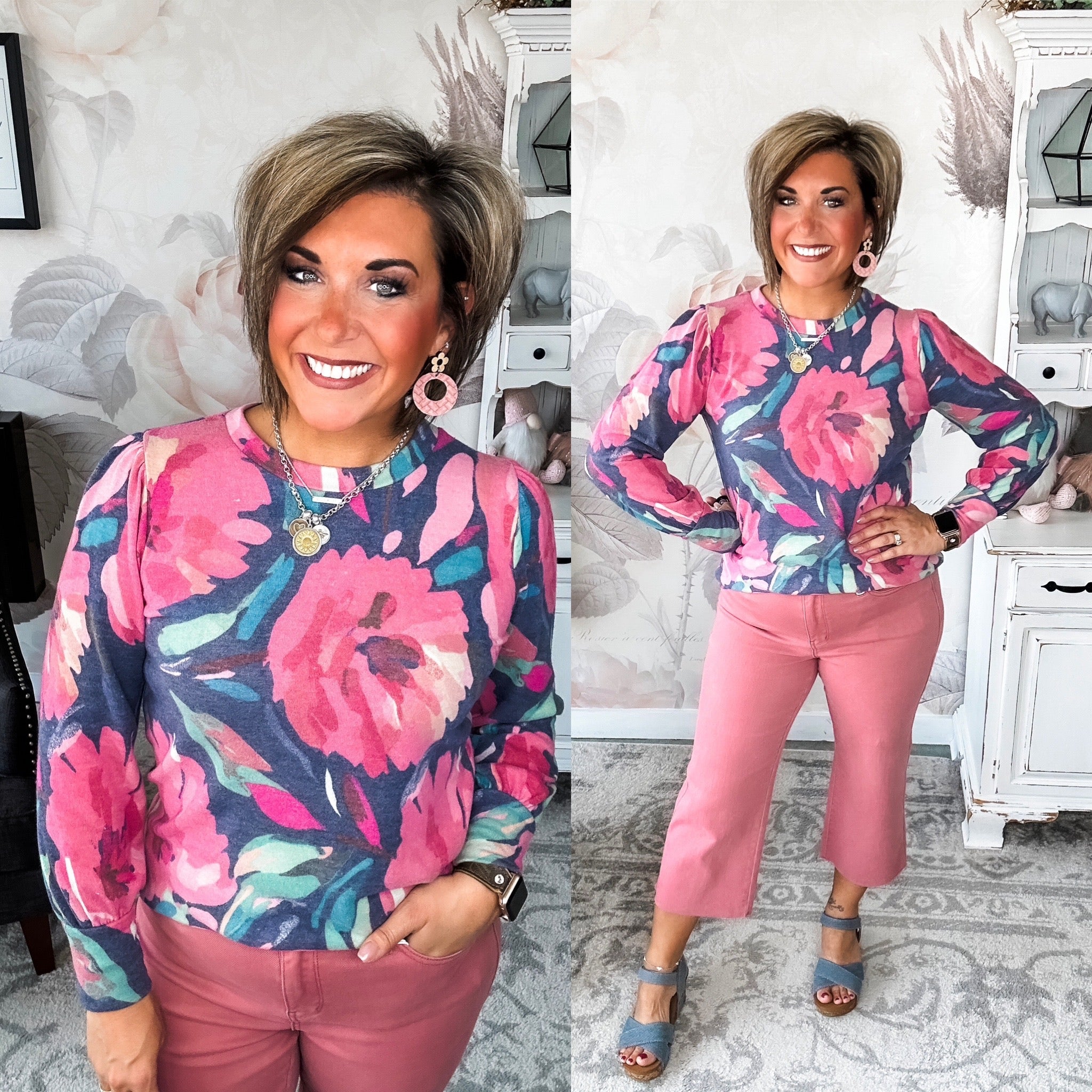 Share My Secret Pullover - Navy/Magenta