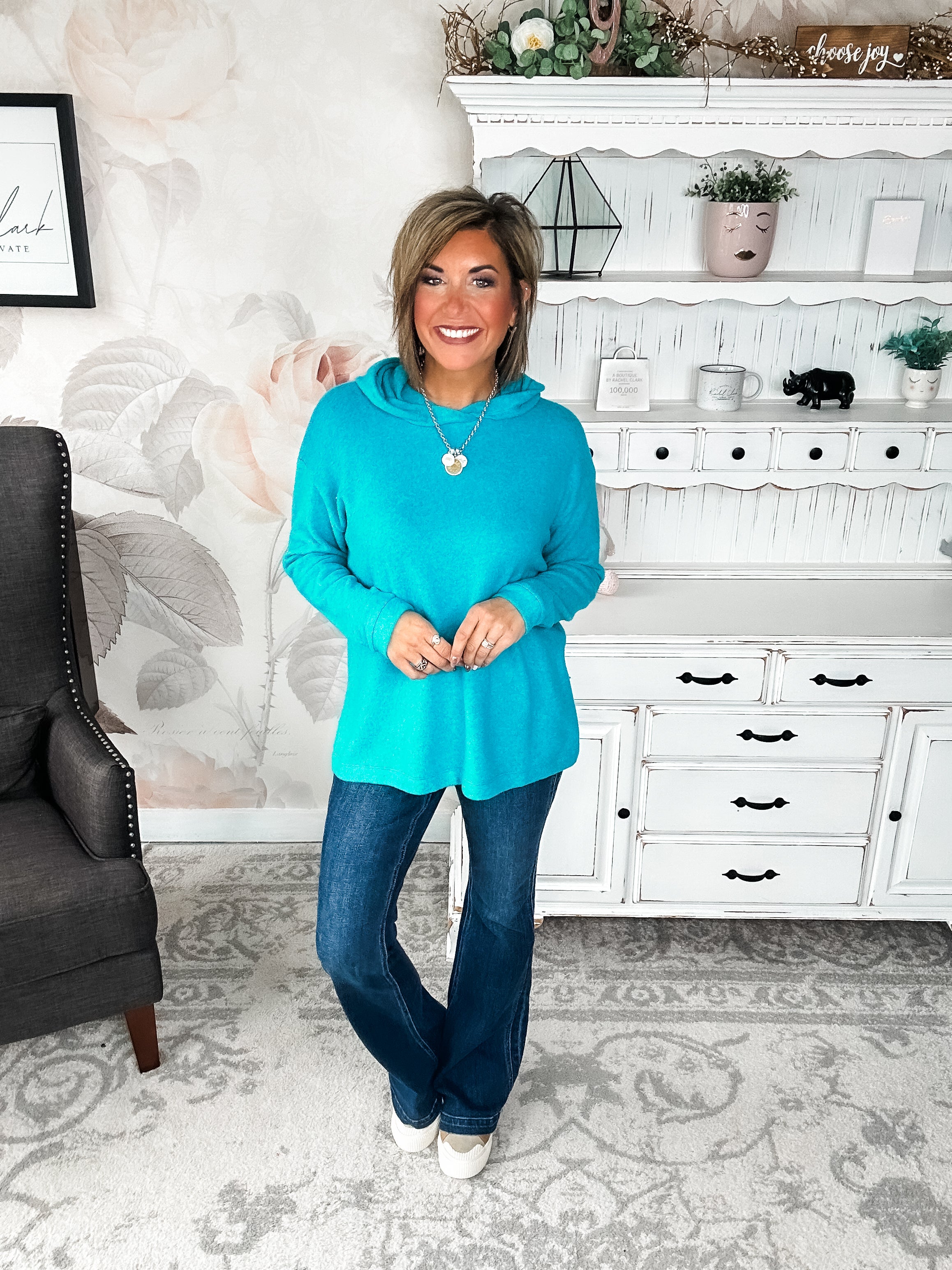 Shop Til Sunrise Sweater- Light Teal