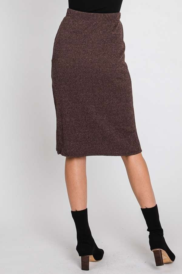 Time to Rise Up Ribbed Skirt - Mocha
