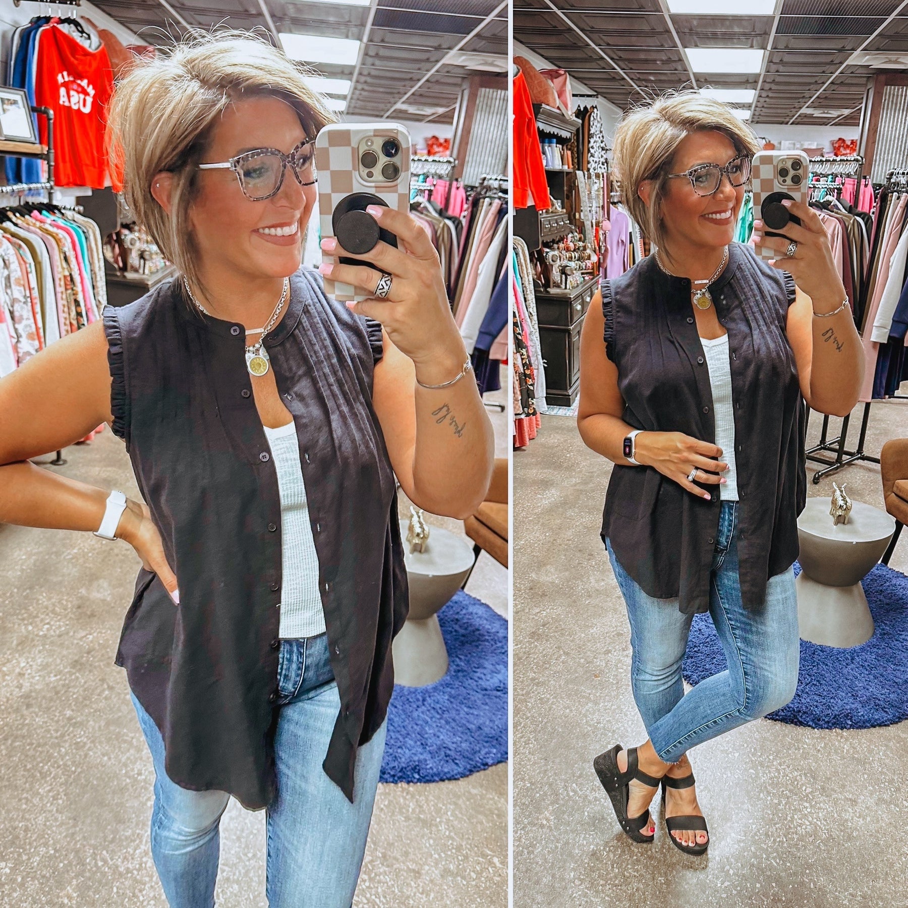 Coming to You Button Down - Black