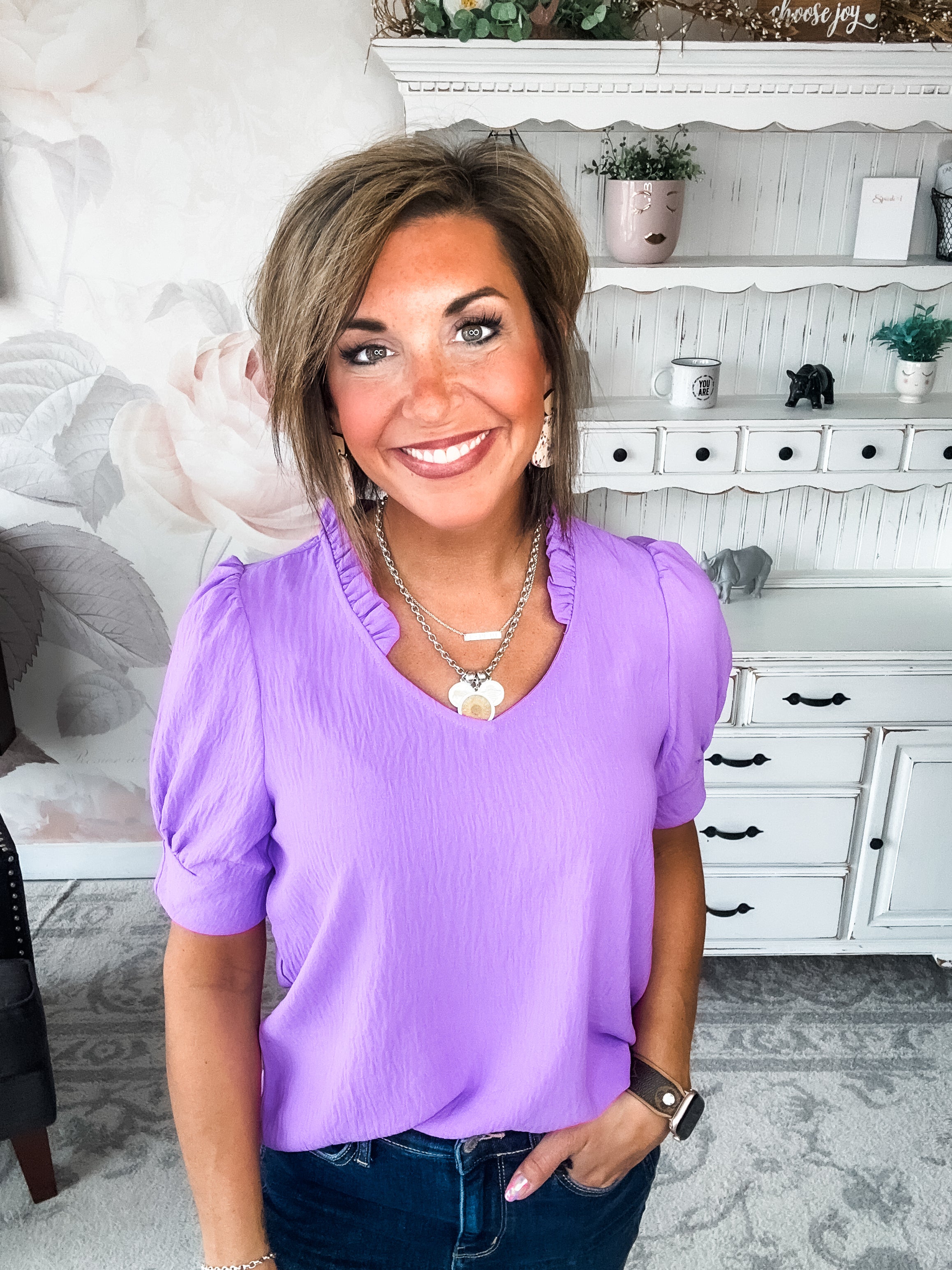 While You're Near Me Blouse - Lavender