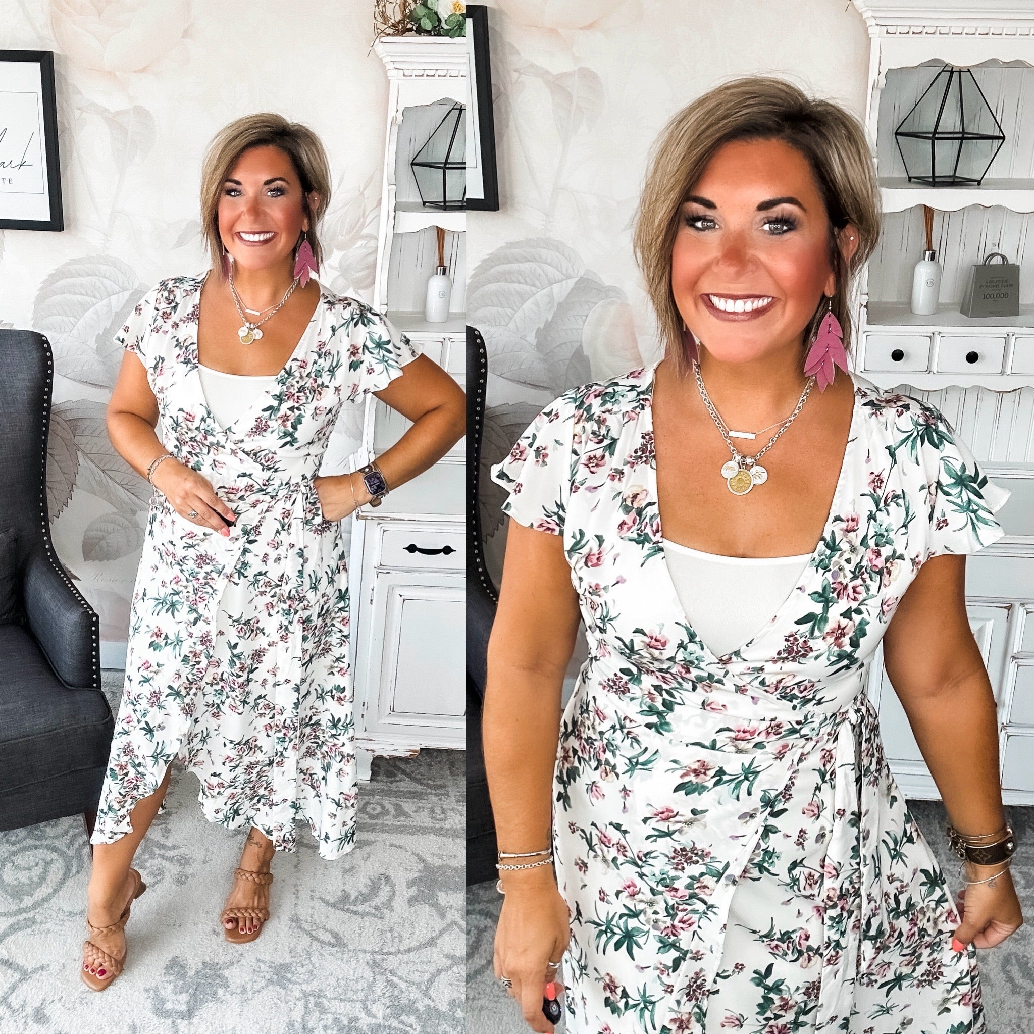 Stay With Me Forever Floral Dress - Cream