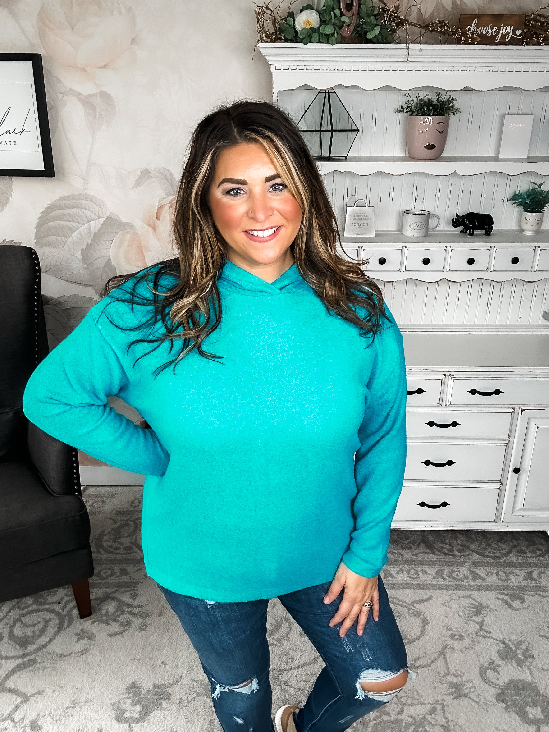 Shop Til Sunrise Sweater- Light Teal