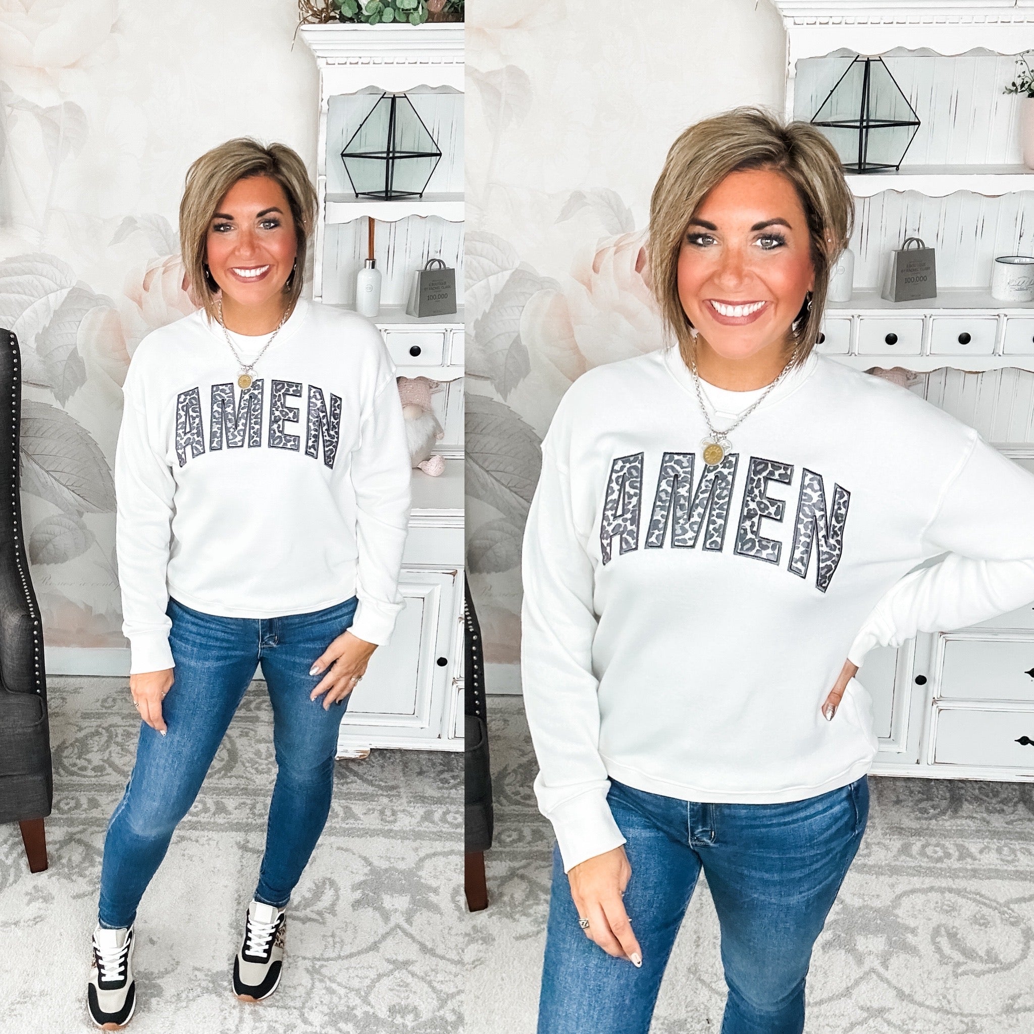 Amen Leopard Applique Sweatshirt