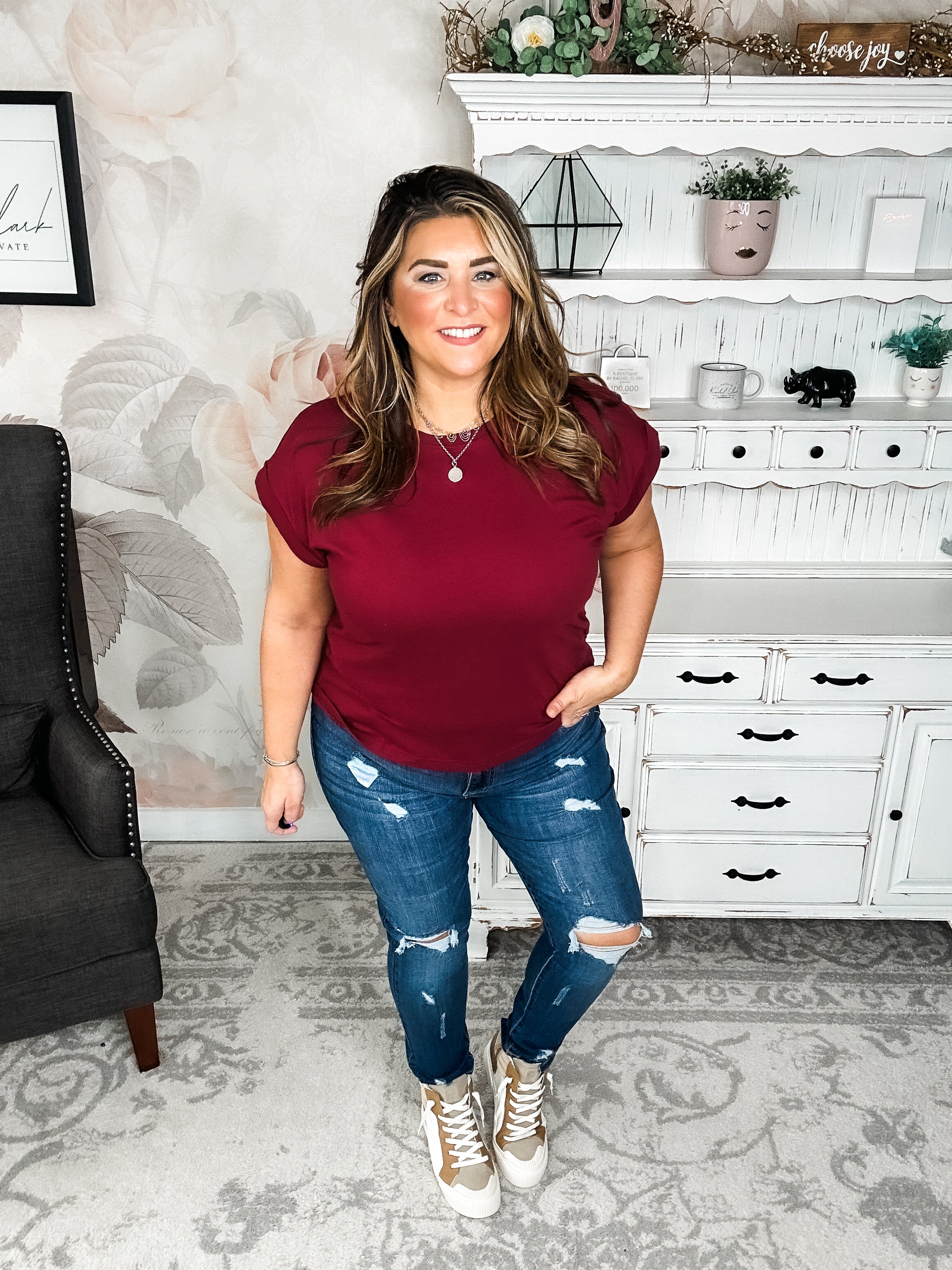 BLACK FRIDAY EXCLUSIVE - Up All Night Short Sleeve Tee- Cabernet