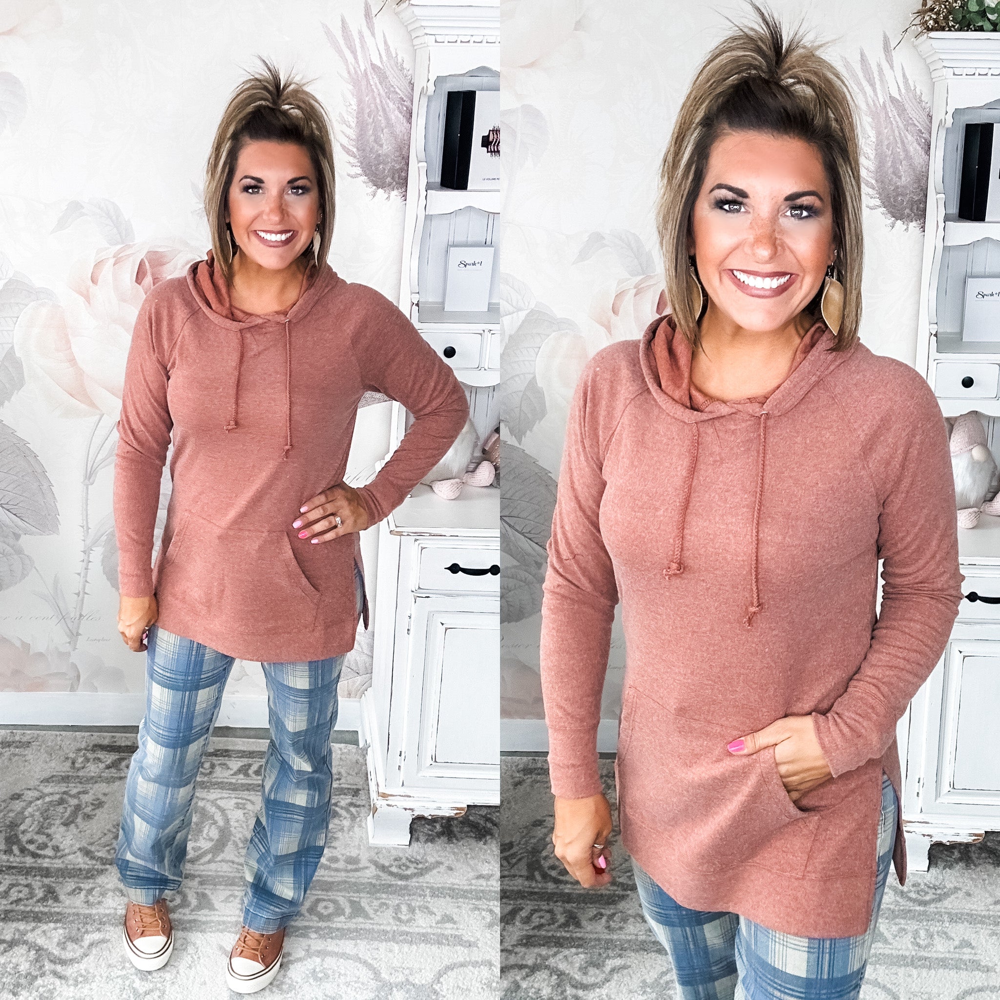 Ampersand Avenue SideSlit Hoodie - Burnt Sienna