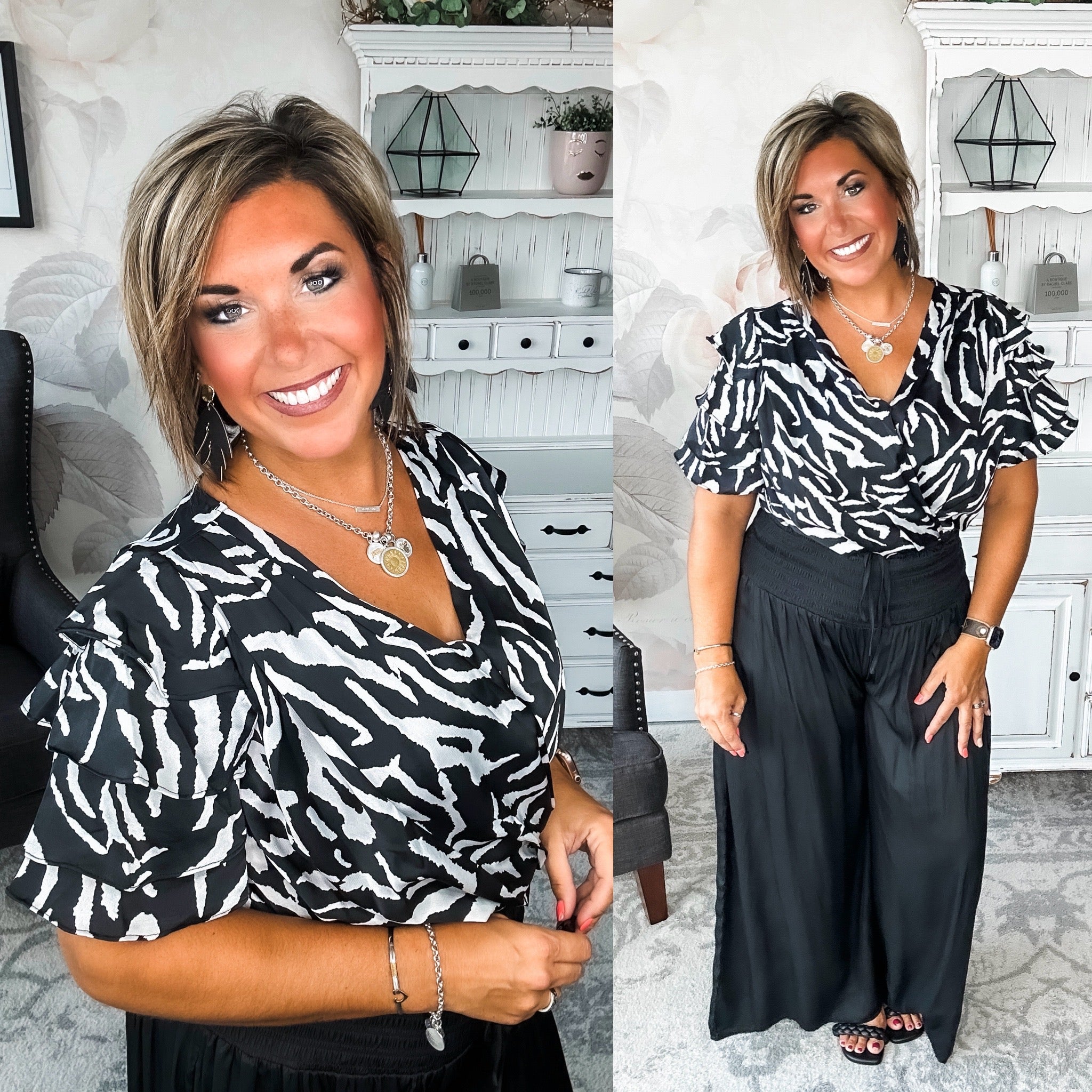 Feeling Sassy Zebra Bodysuit - Black