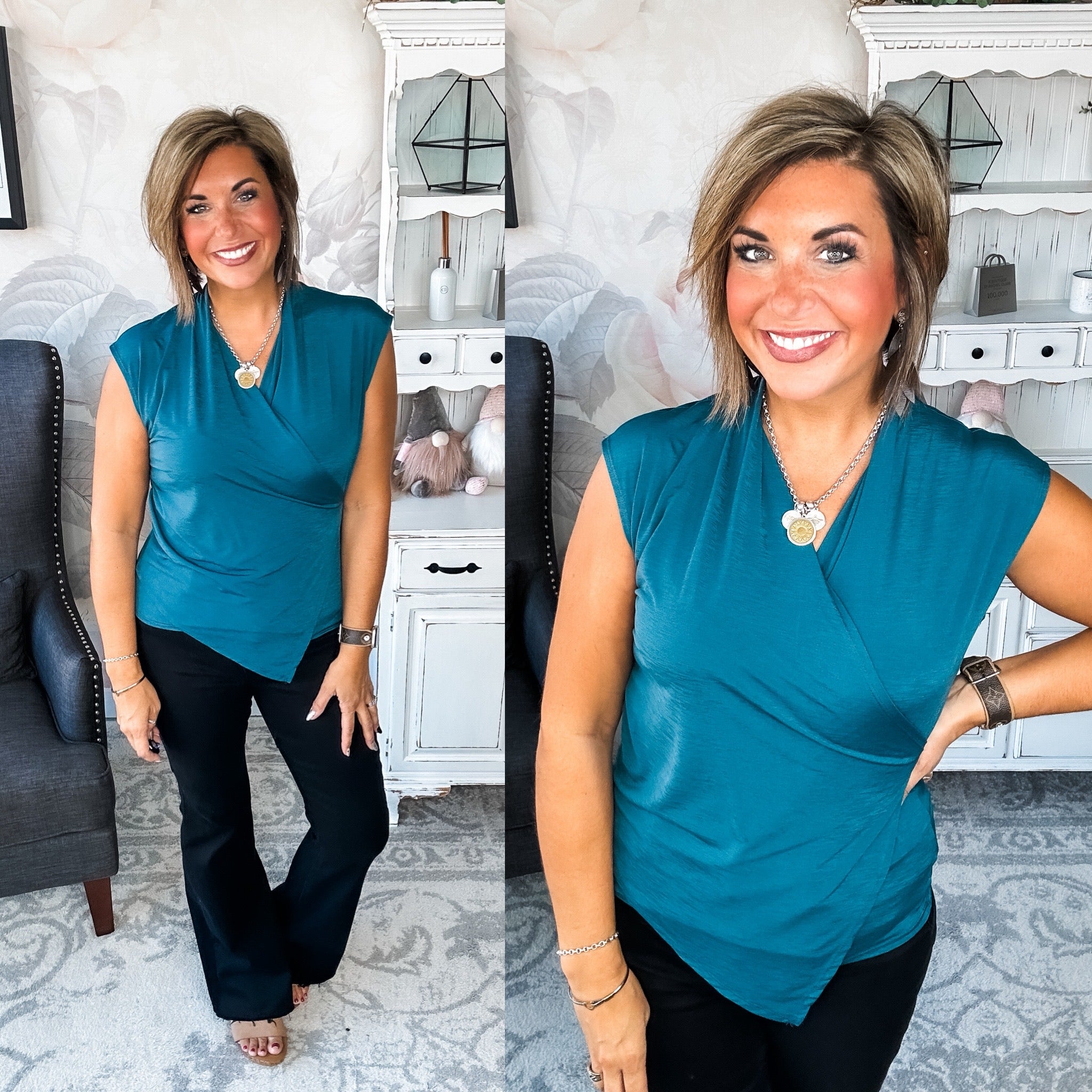 Hopefully Today Crossover Tank - Dark Teal