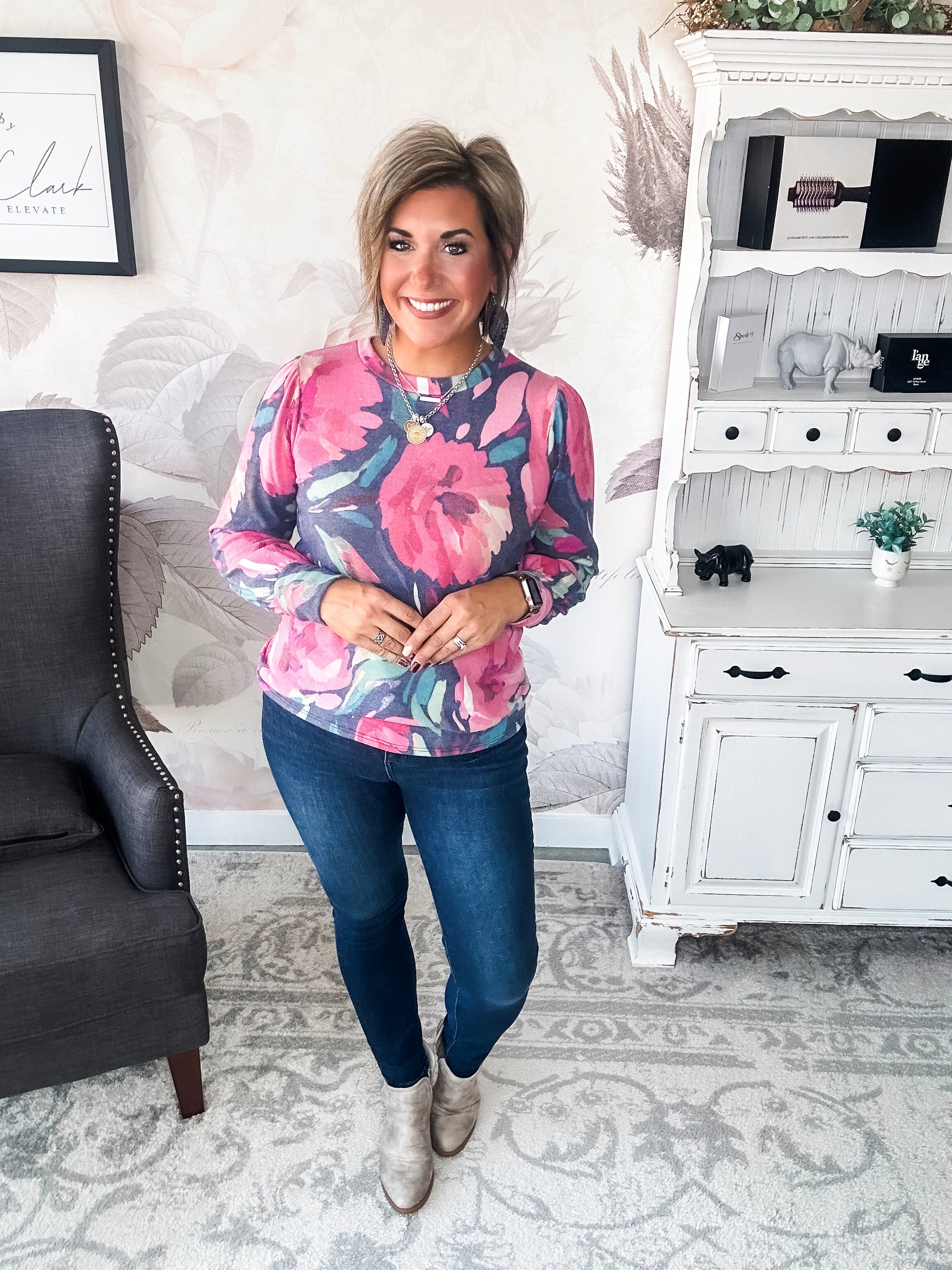 Share My Secret Pullover - Navy/Magenta