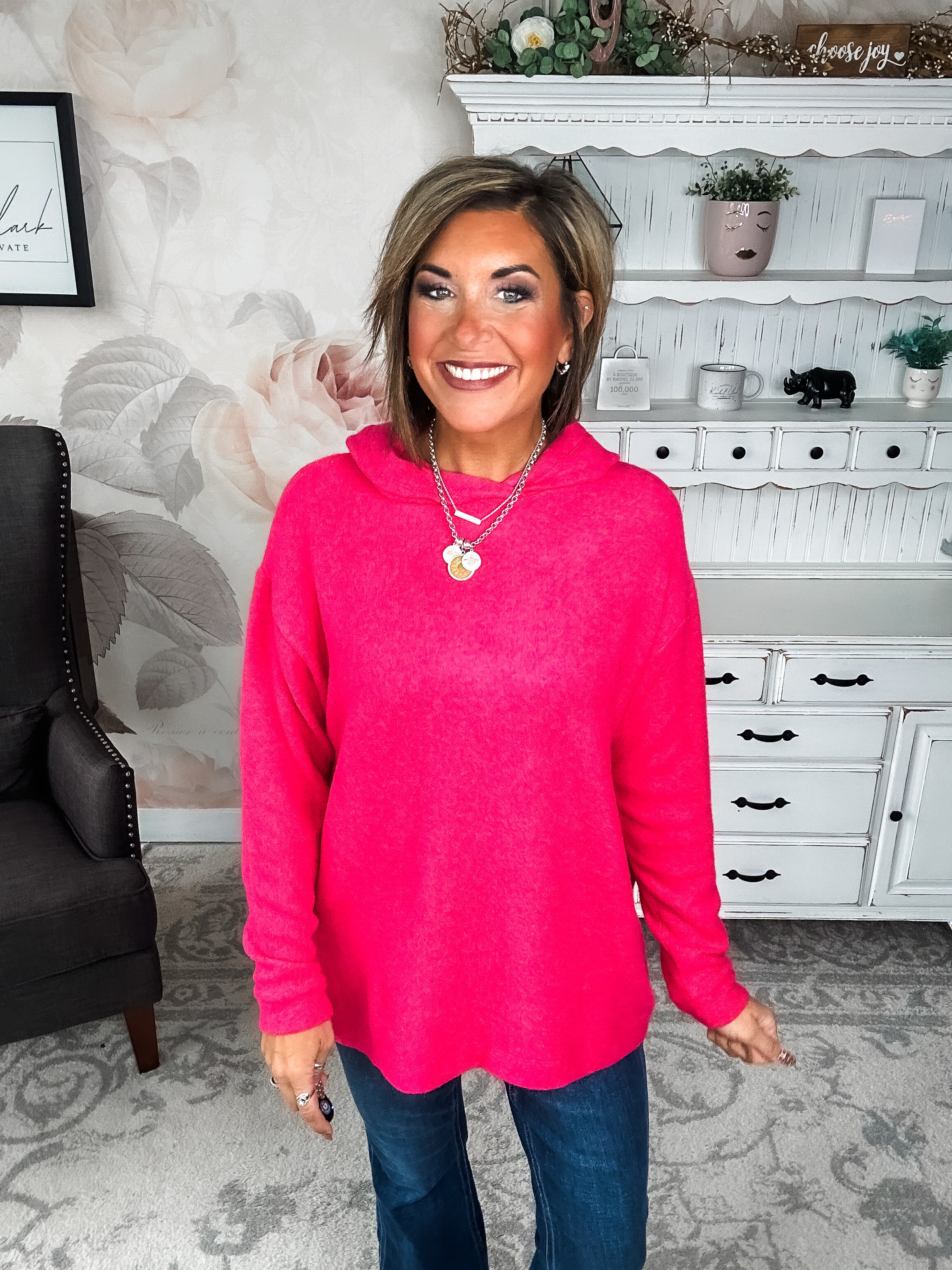 Shop Til Sunrise Sweater- Hot Pink
