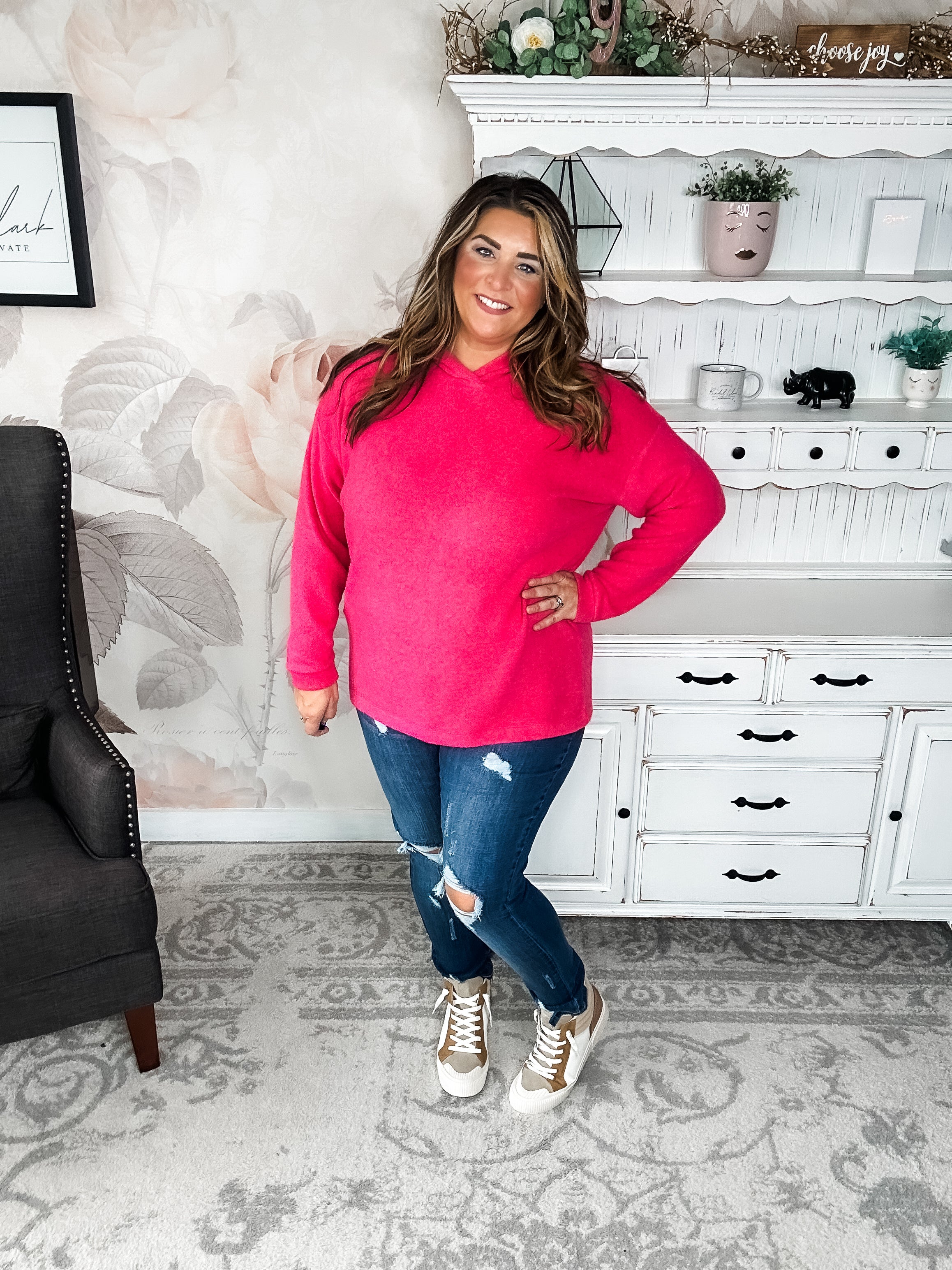 Shop Til Sunrise Sweater- Hot Pink