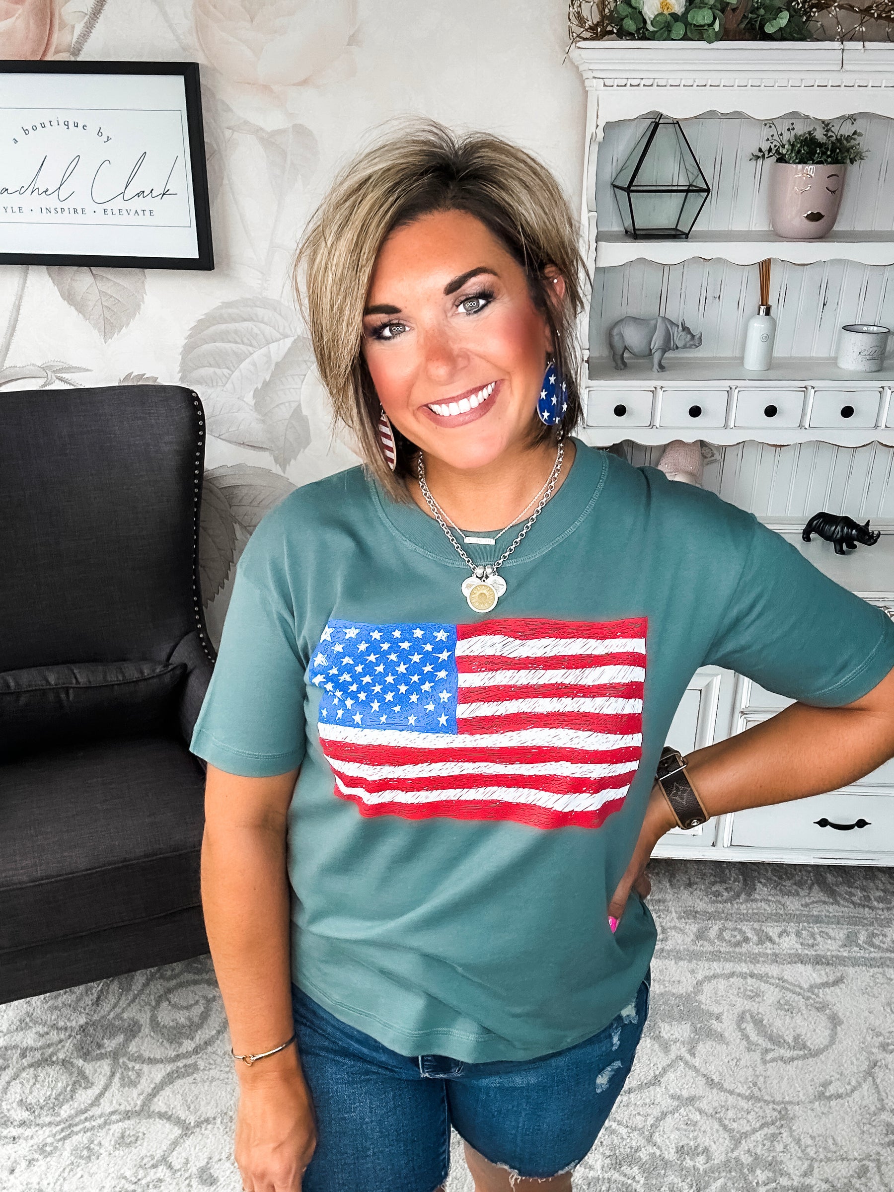 Sketch the Flag Graphic Boyfriend Tee