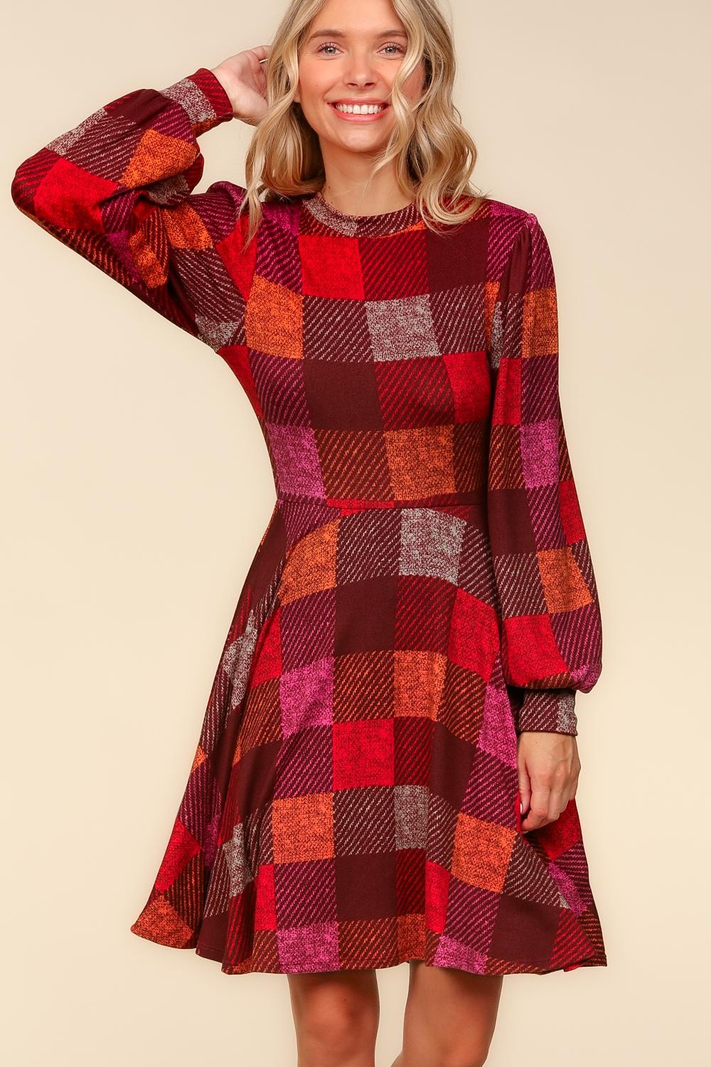 Time For Comfort Dress - Red Checker