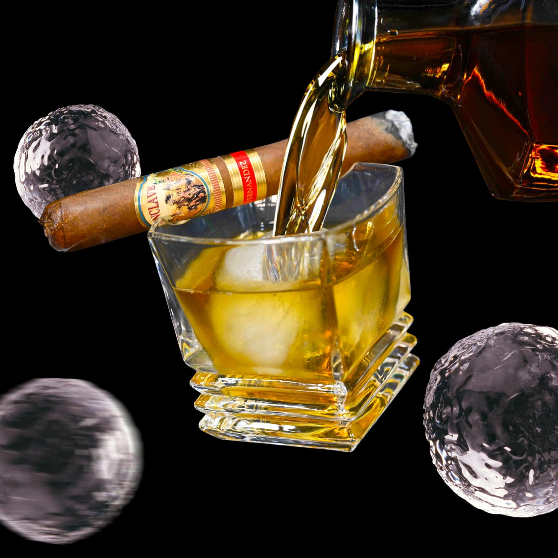 Foghat Cigar Glass with Ice Ball Mold