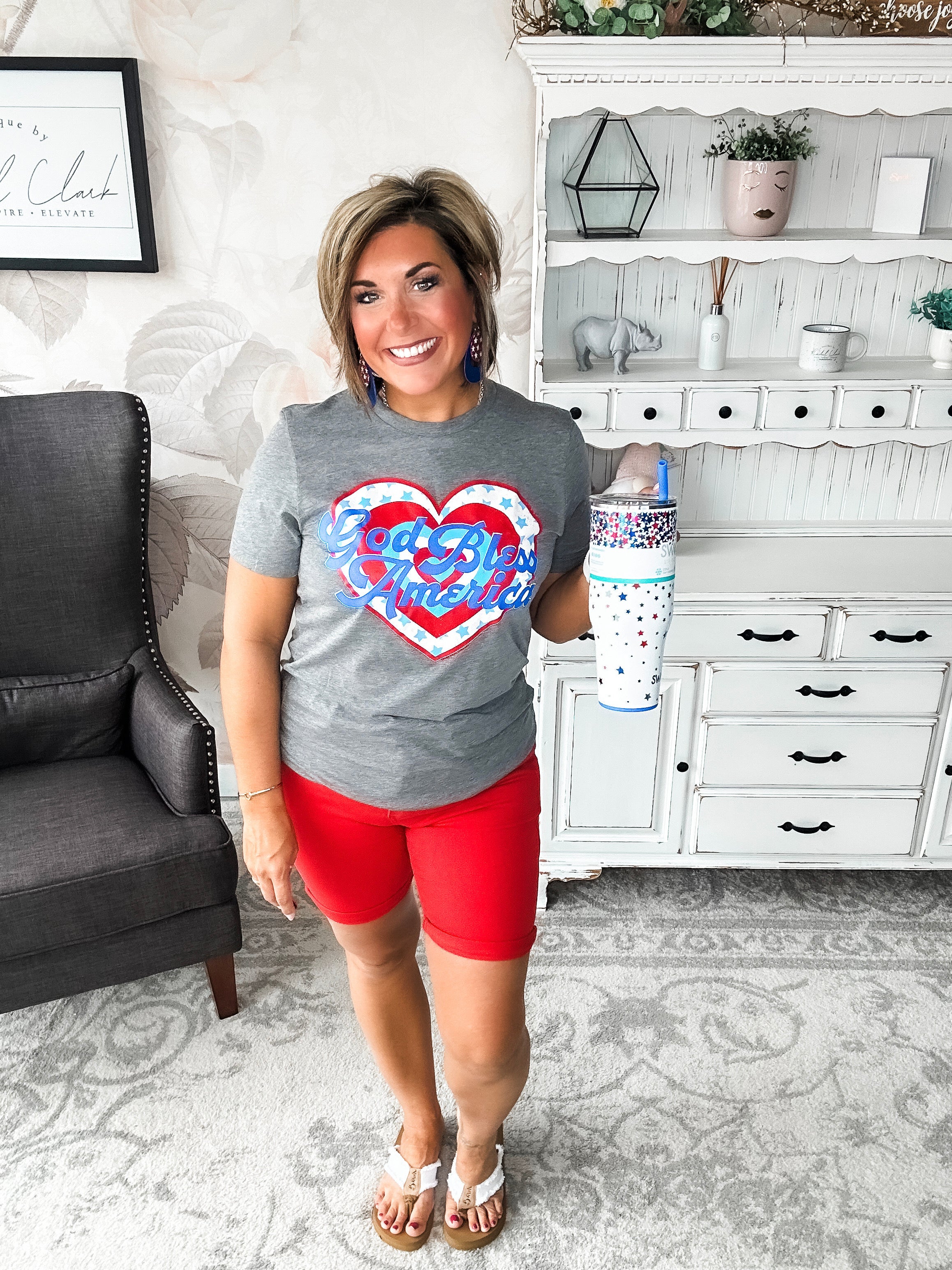 God Bless America Heart Graphic Tee