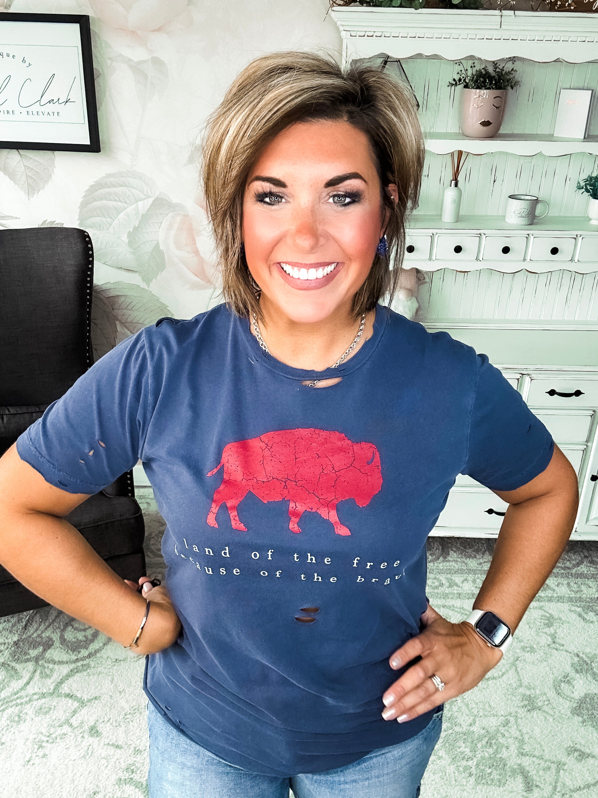 Brave Buffalo Distressed Graphic Tee