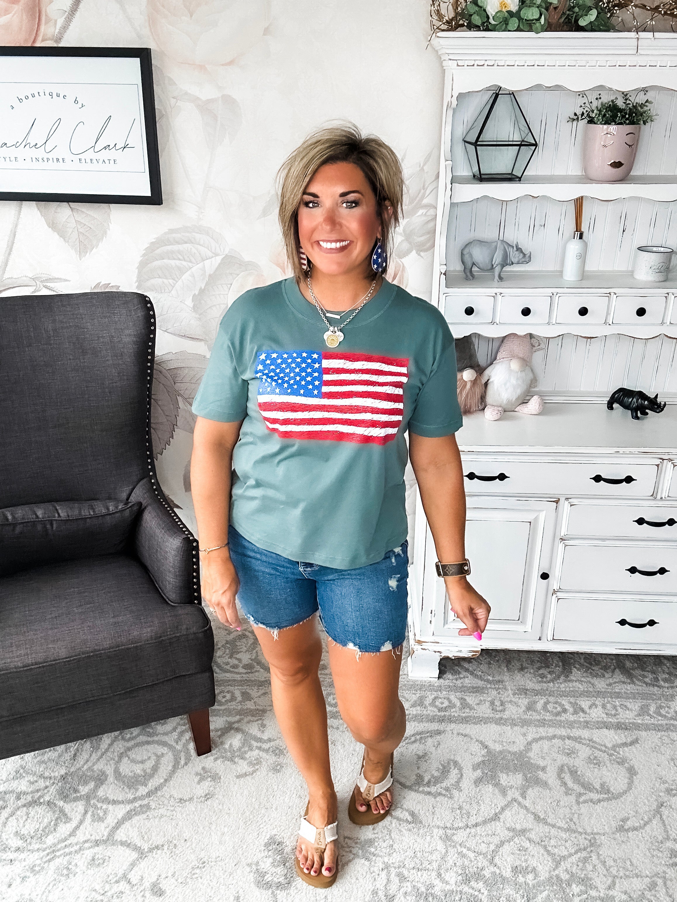 Sketch the Flag Graphic Boyfriend Tee