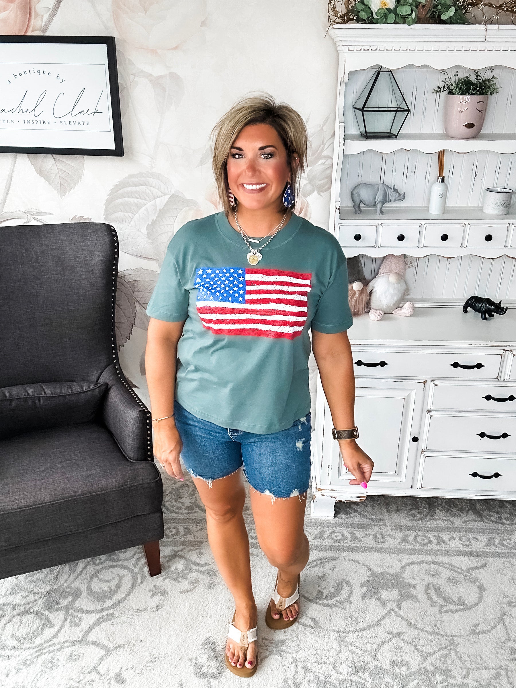 Sketch the Flag Graphic Boyfriend Tee