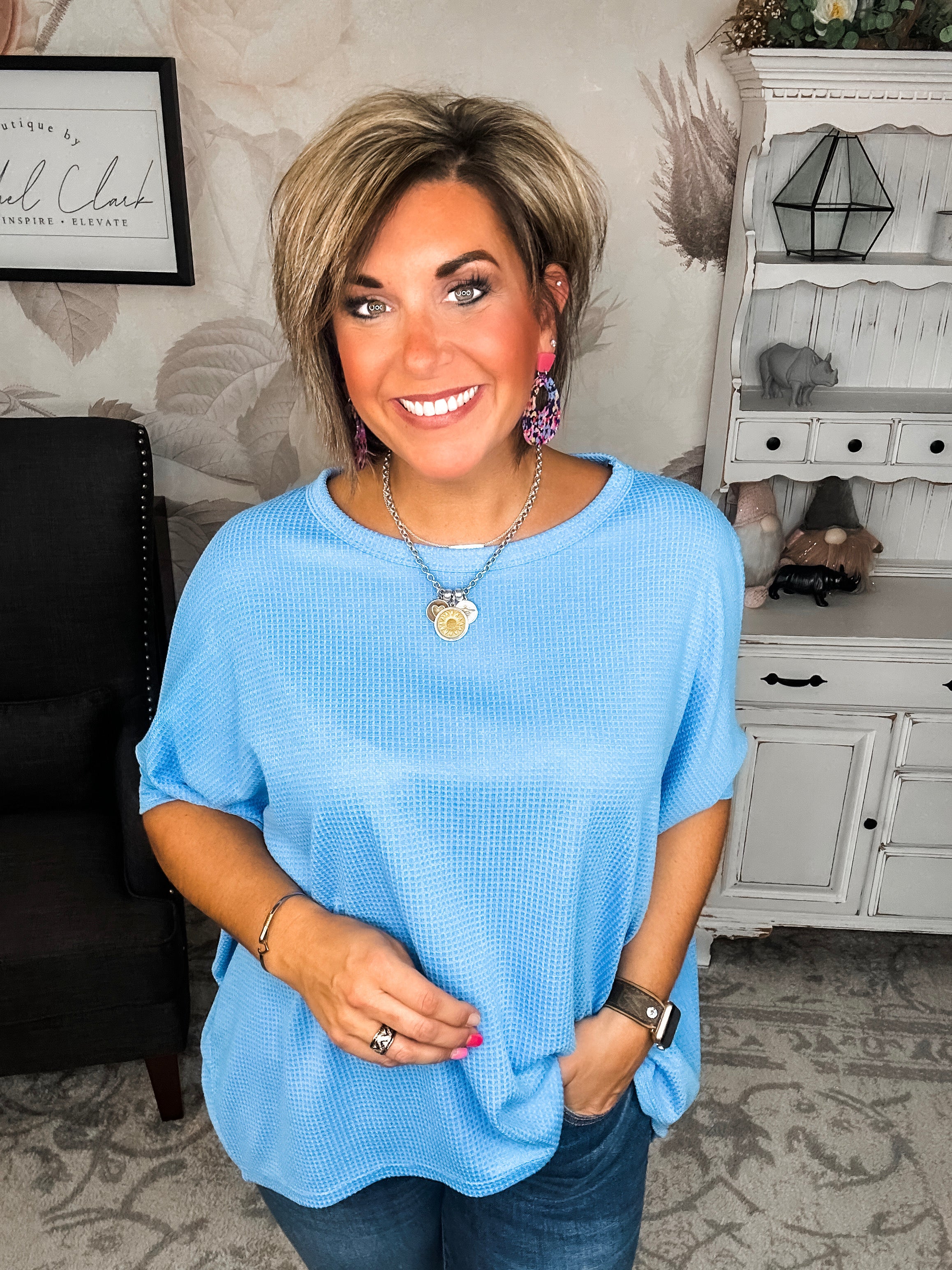 Wonderful Life Boxy Top - Ocean Blue