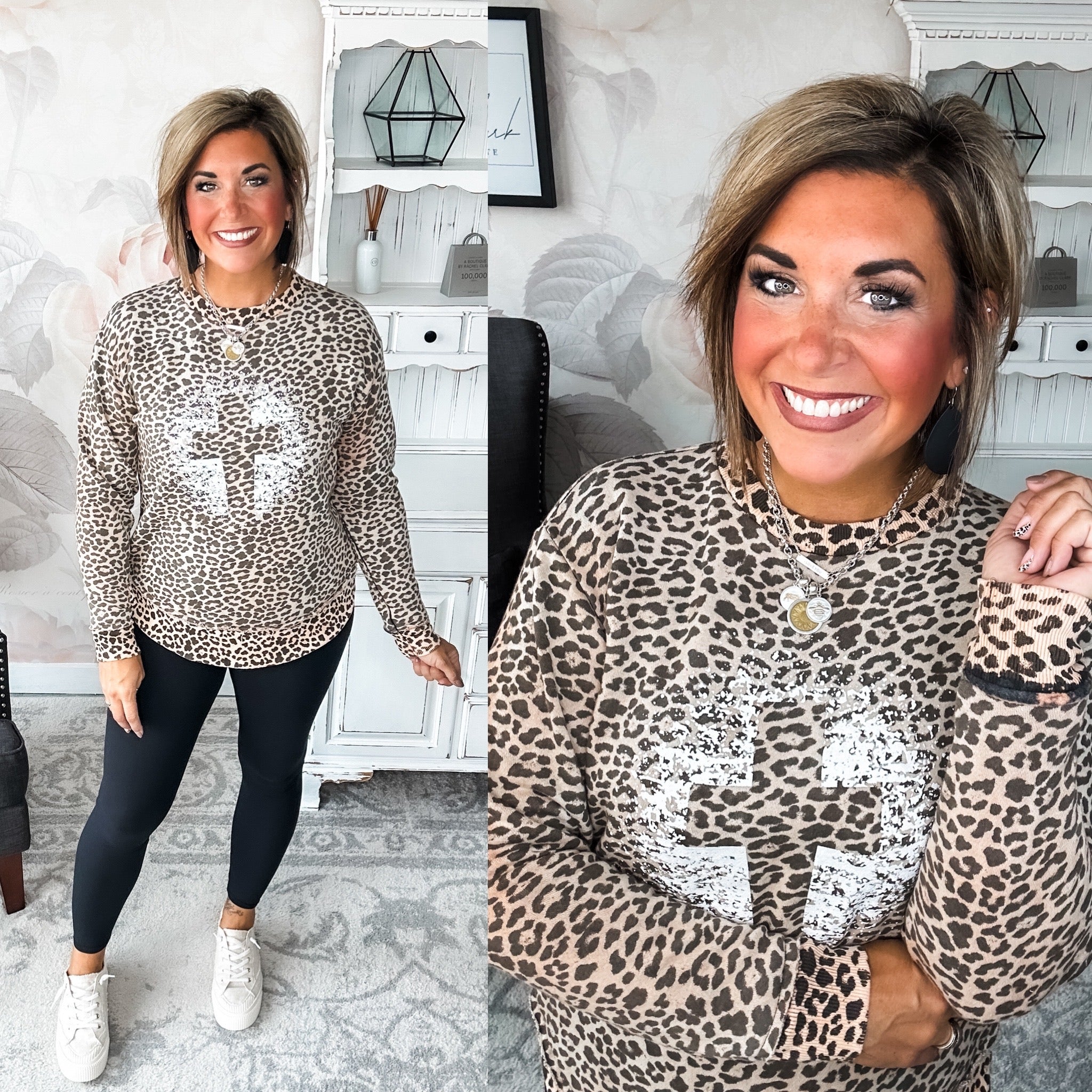 Grunge Cross Leopard Pullover