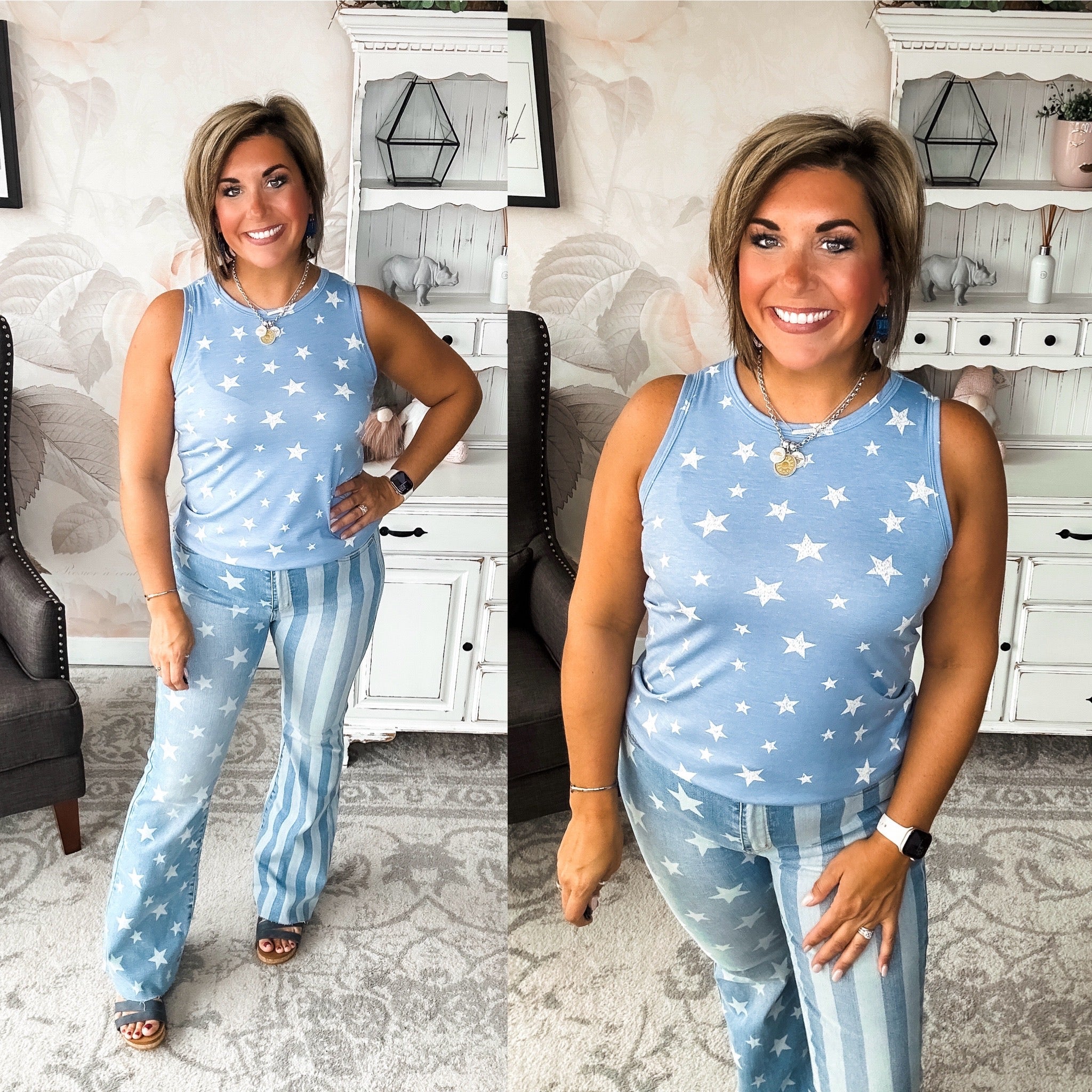 Stars Will Shine Muscle Tank - Powder Blue