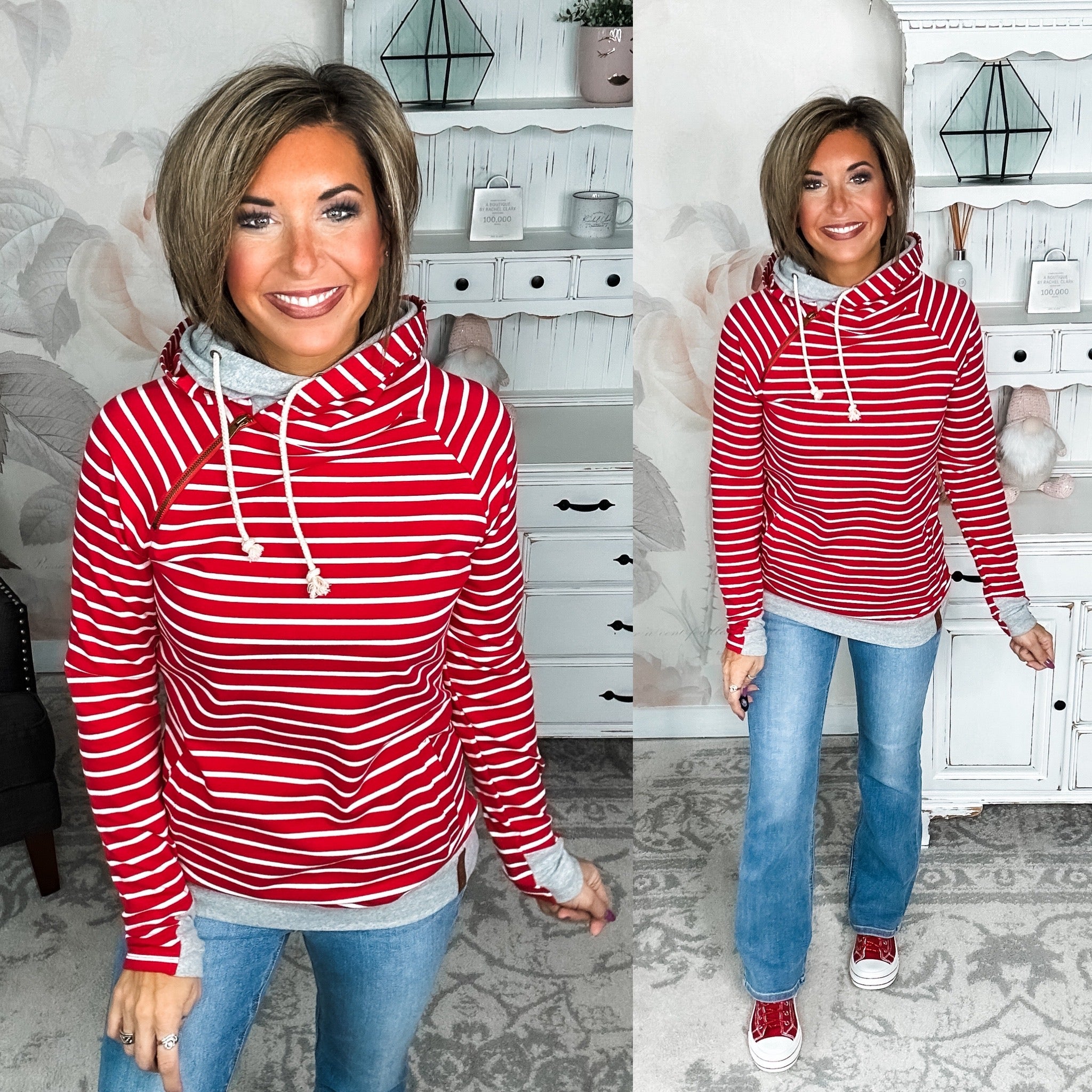 Ampersand Avenue - Doublehood™ Sweatshirt - Peppermint Stripe
