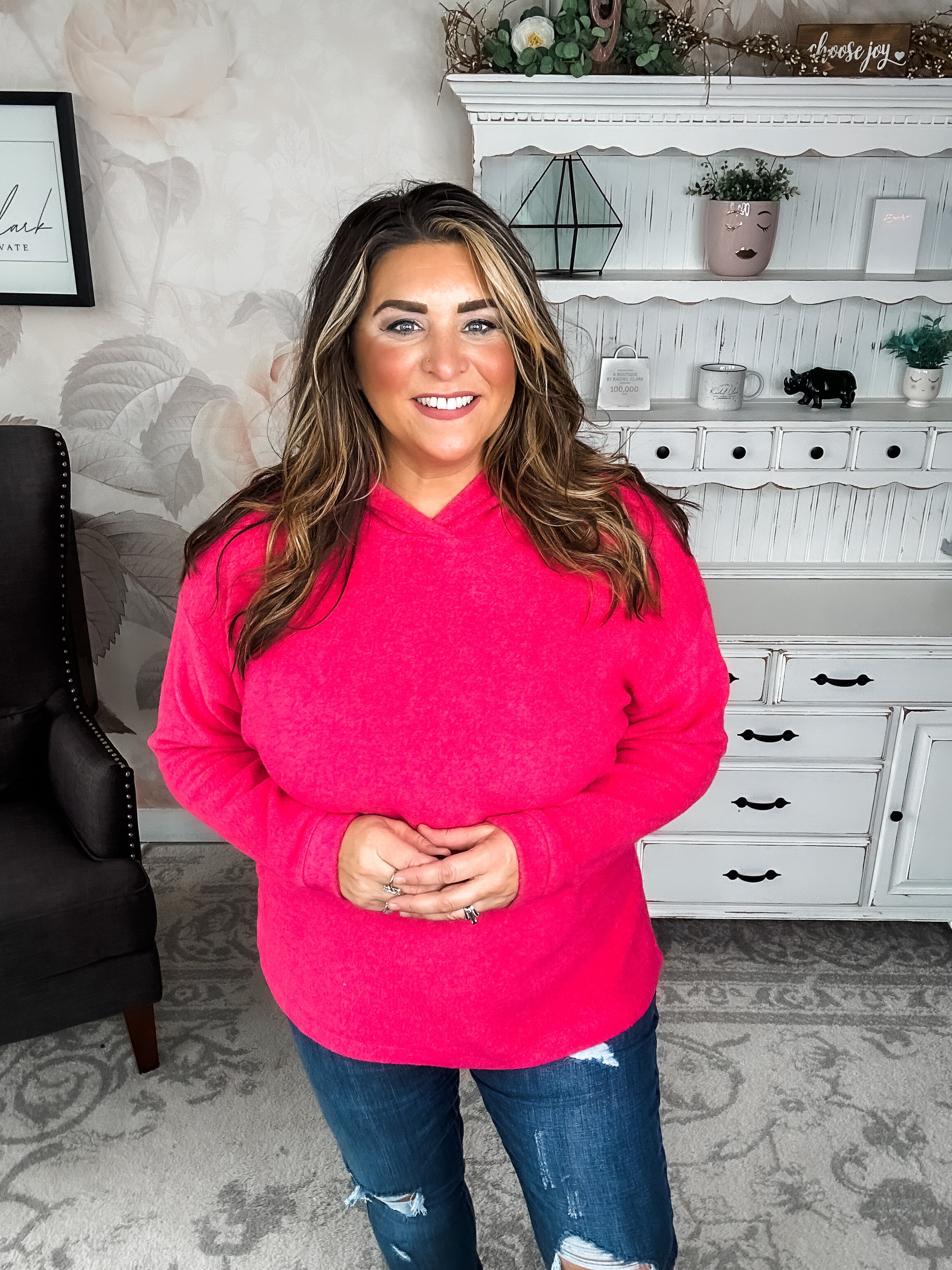 Shop Til Sunrise Sweater- Hot Pink
