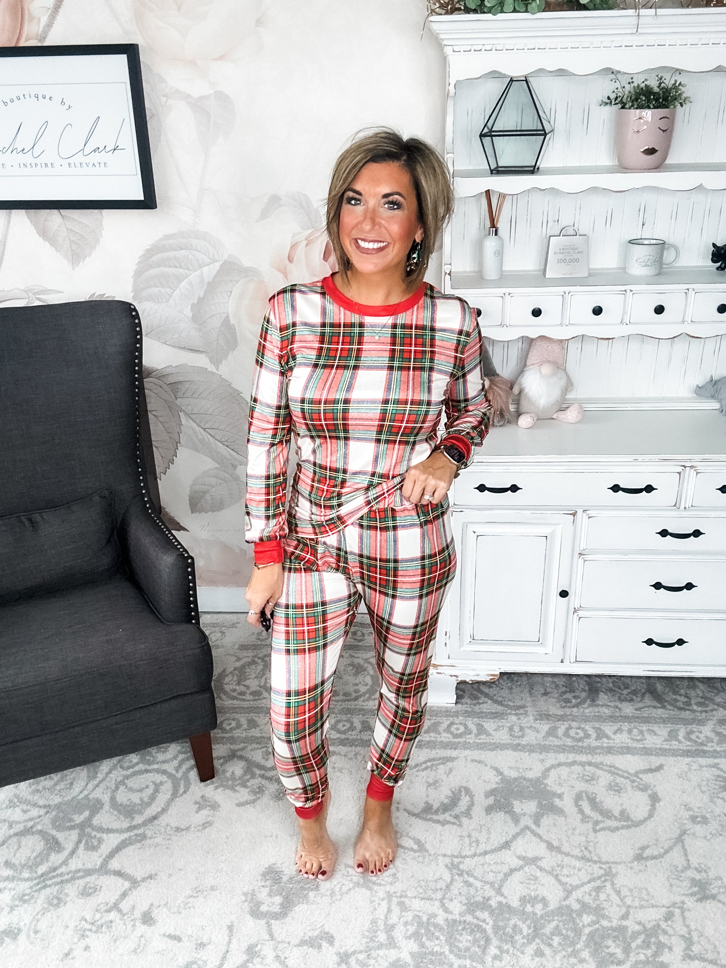 Mrs. Claus Plaid Christmas Pajamas