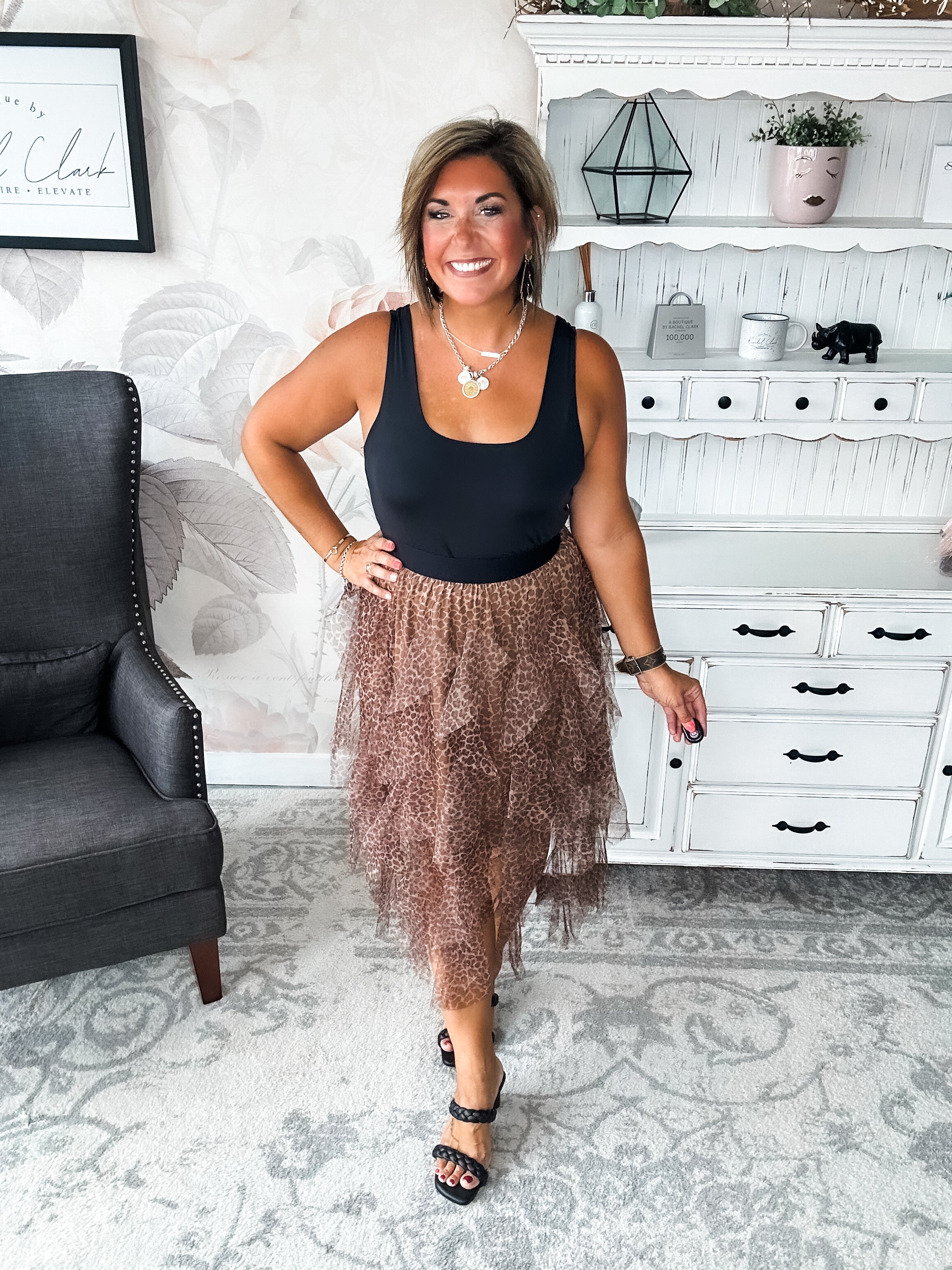 Never Change Mesh Leopard Skirt