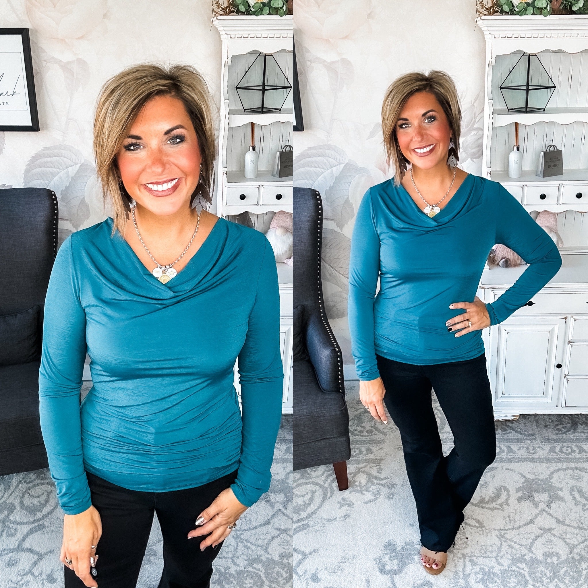 Treat Me Like A Lady Top - Dark Teal
