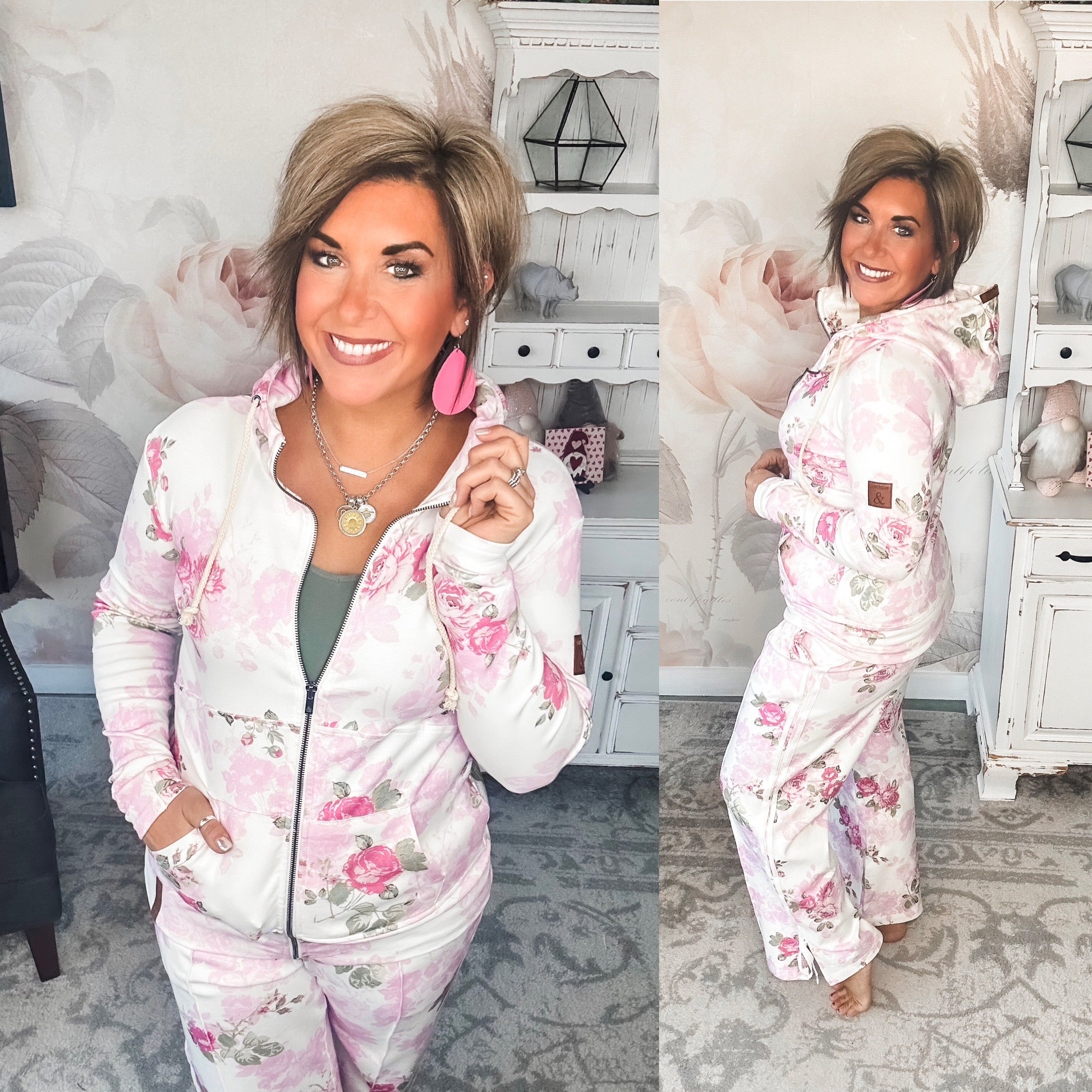 Ampersand Avenue Wide Leg Bow Comfies - Roses & Dreams