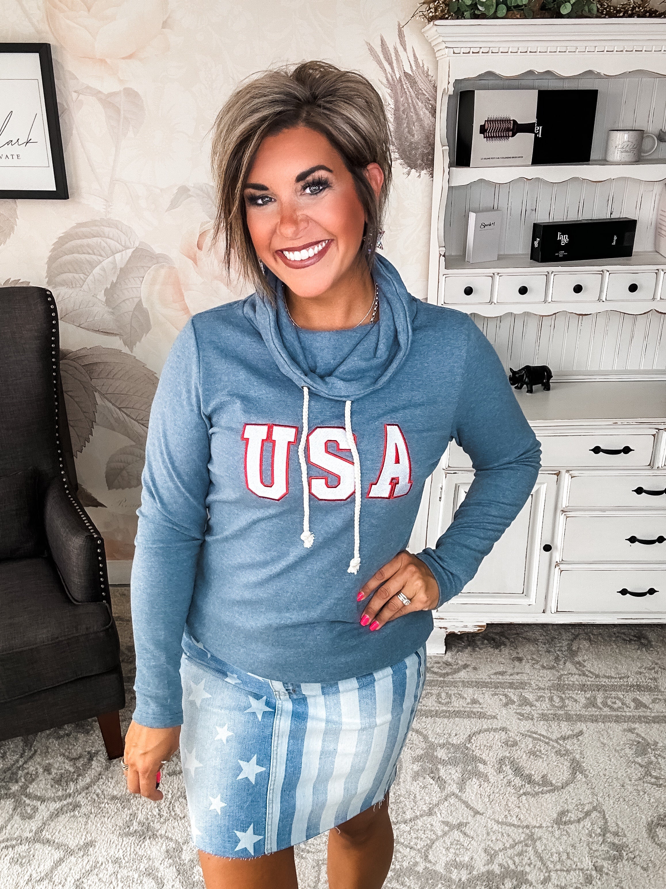 Ampersand Avenue Cowlneck Sweatshirt - Oh Say Can You See