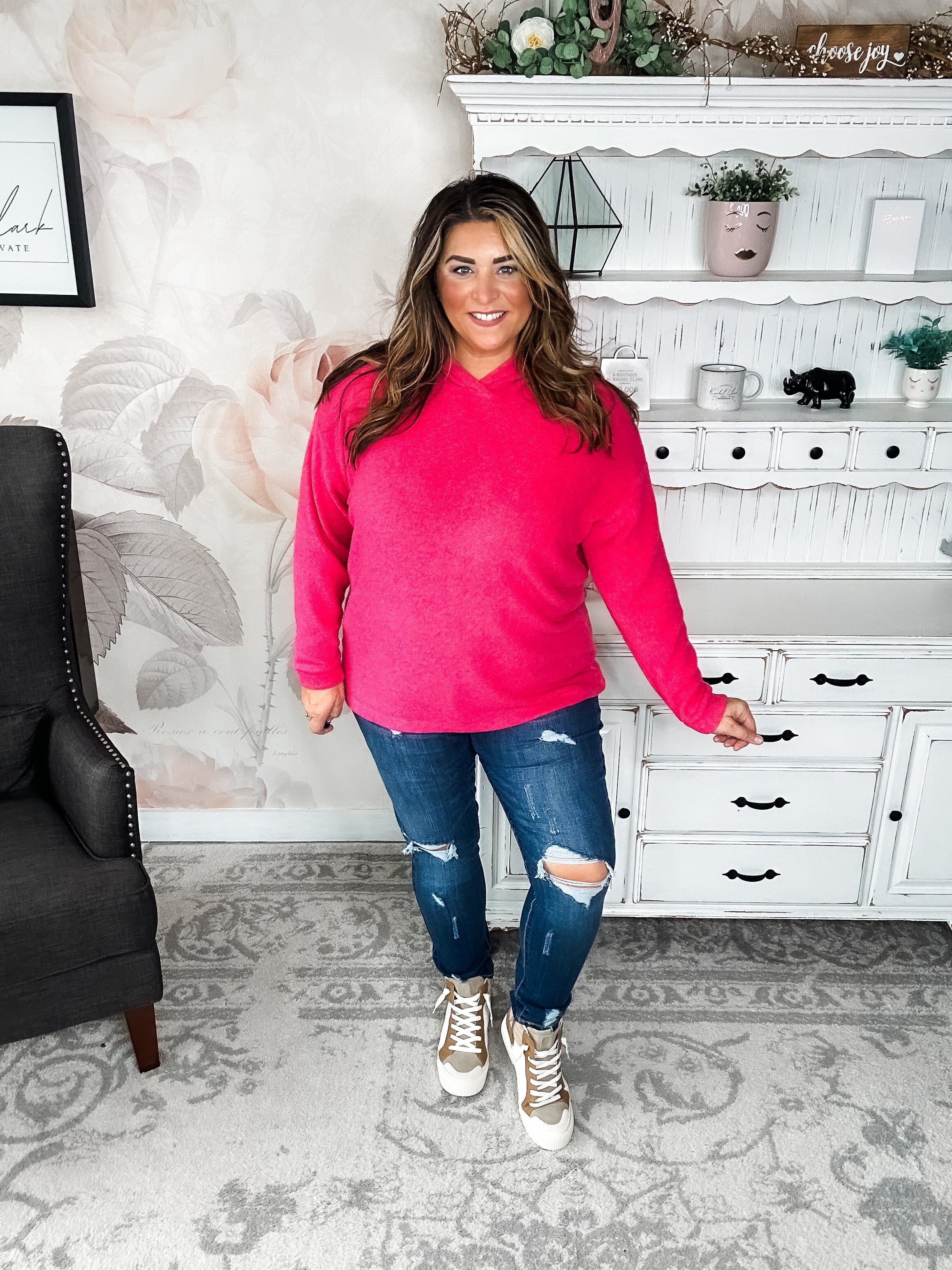 Shop Til Sunrise Sweater- Hot Pink