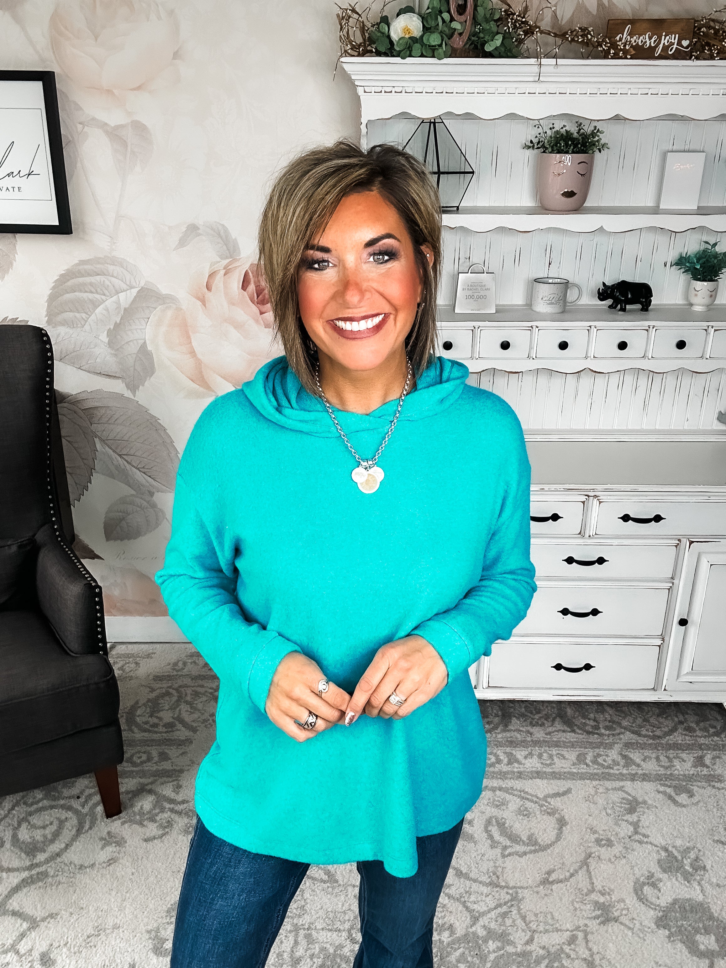 Shop Til Sunrise Sweater- Light Teal