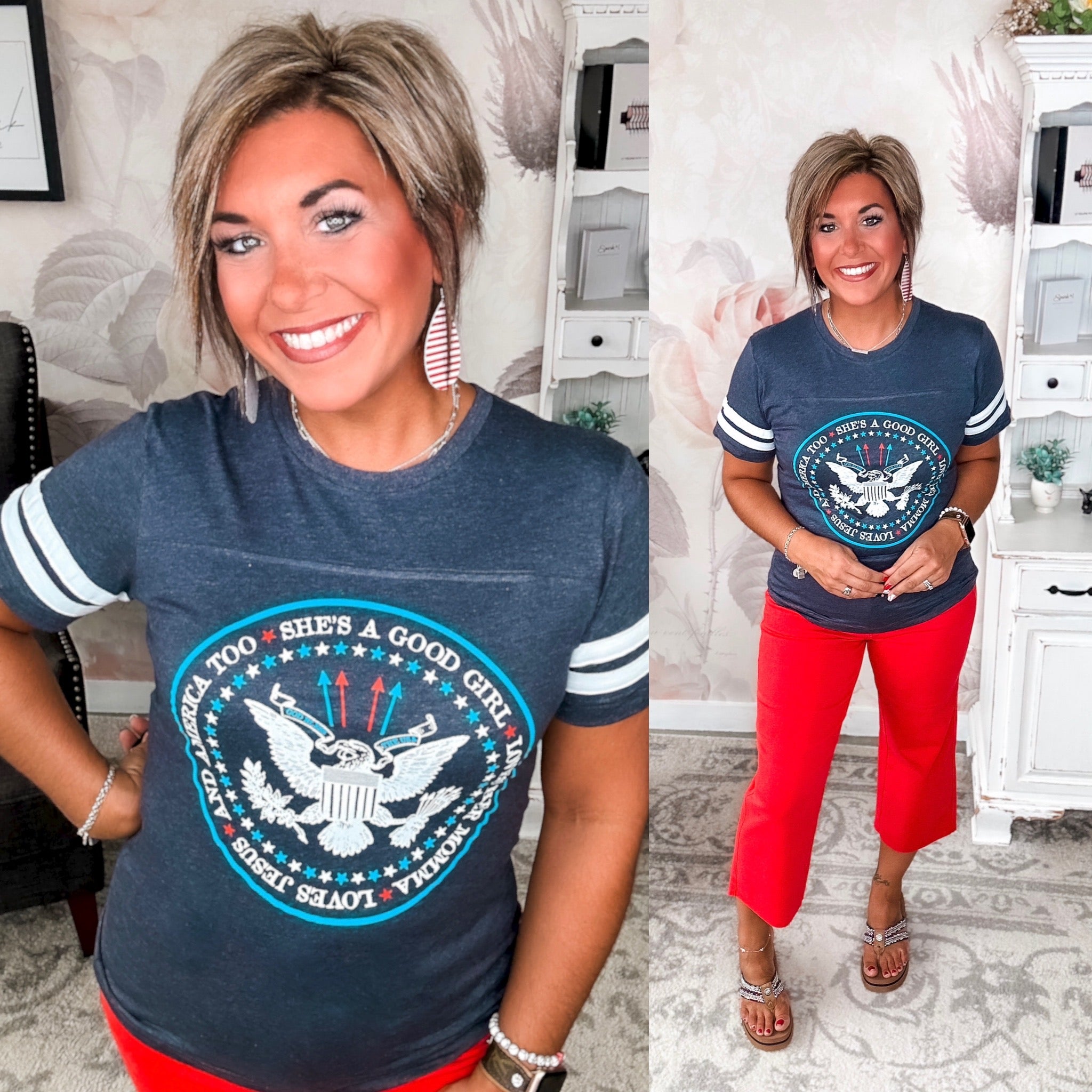 She's a good girl, love her mama, loves Jesus and America too