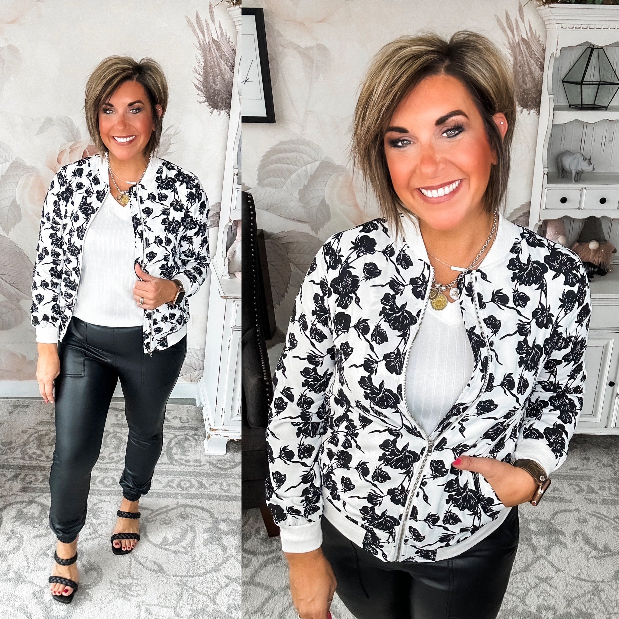 Ampersand Avenue Bomber Jacket - Floral Symphony