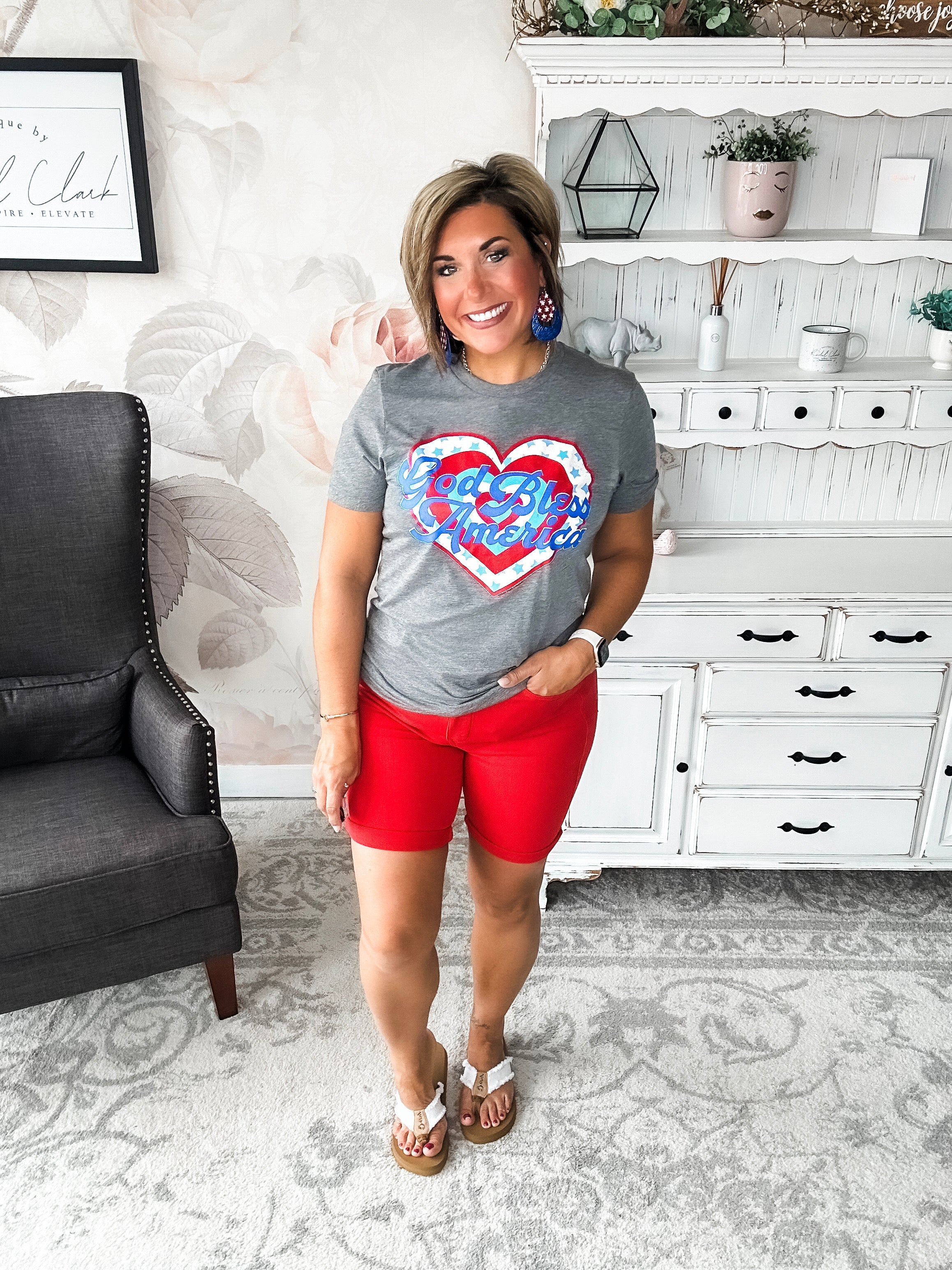 God Bless America Heart Graphic Tee