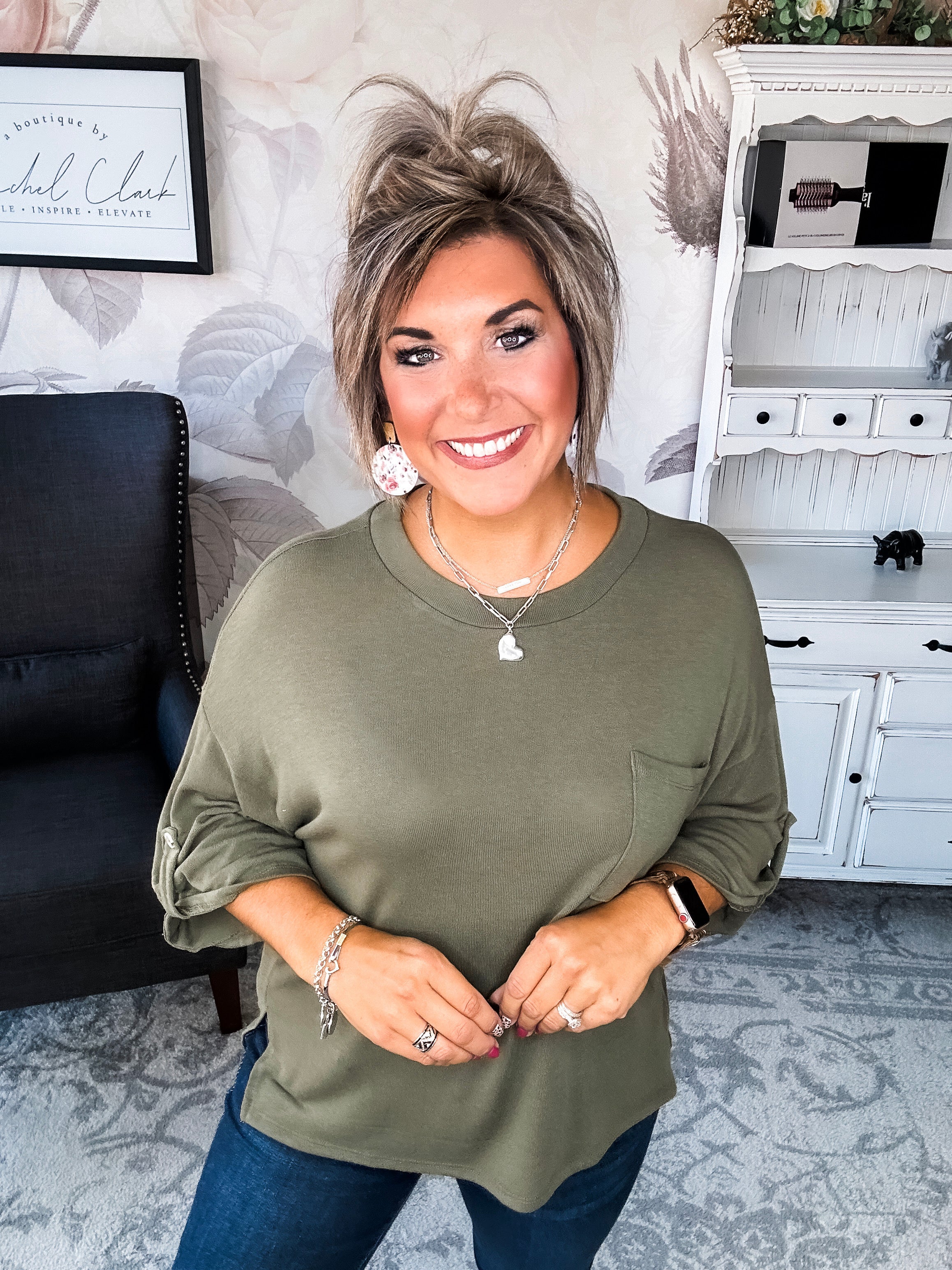 Take Me Away Boxy Top - Olive