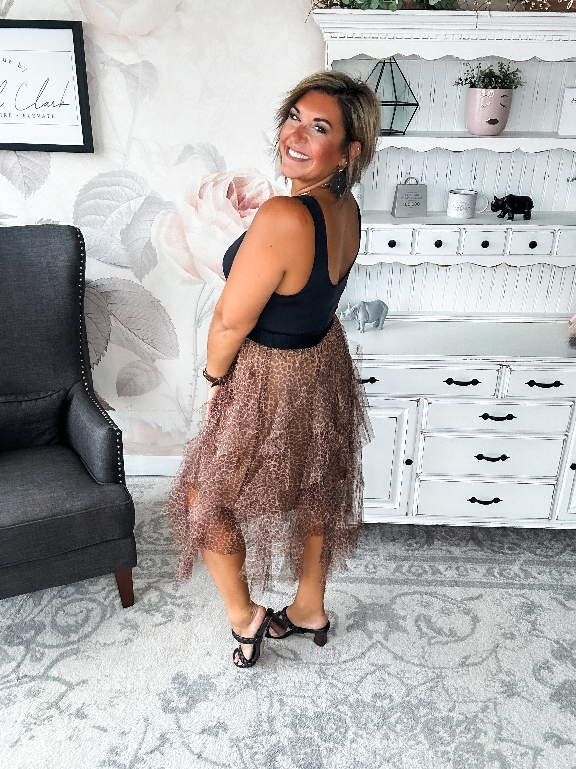 Never Change Mesh Leopard Skirt
